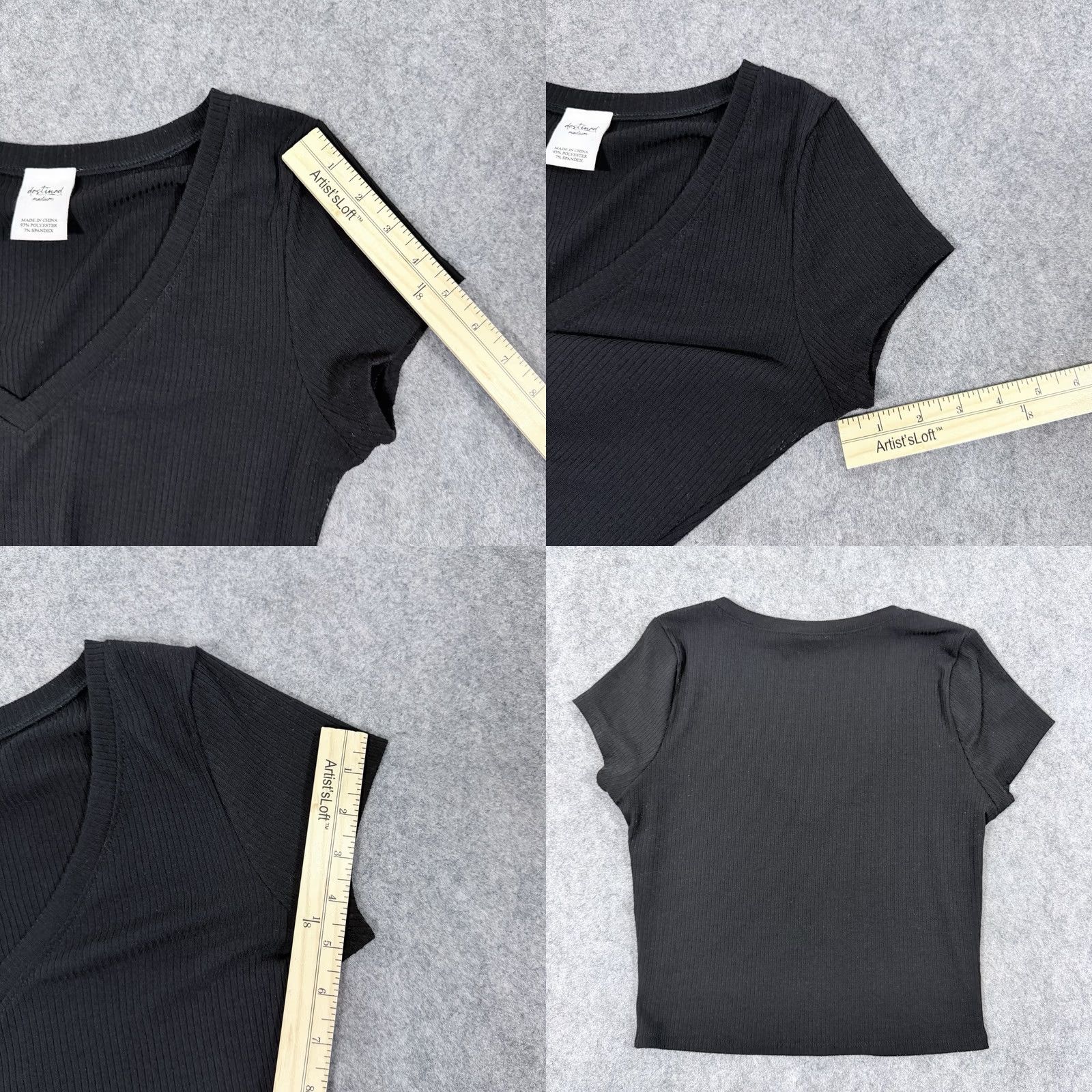 destin Destined Casual Stretch Ribbed Pullover Shirt Top Fits Women's Size Medium Black Size M / US 6-8 / IT 42-44 - 9 Thumbnail