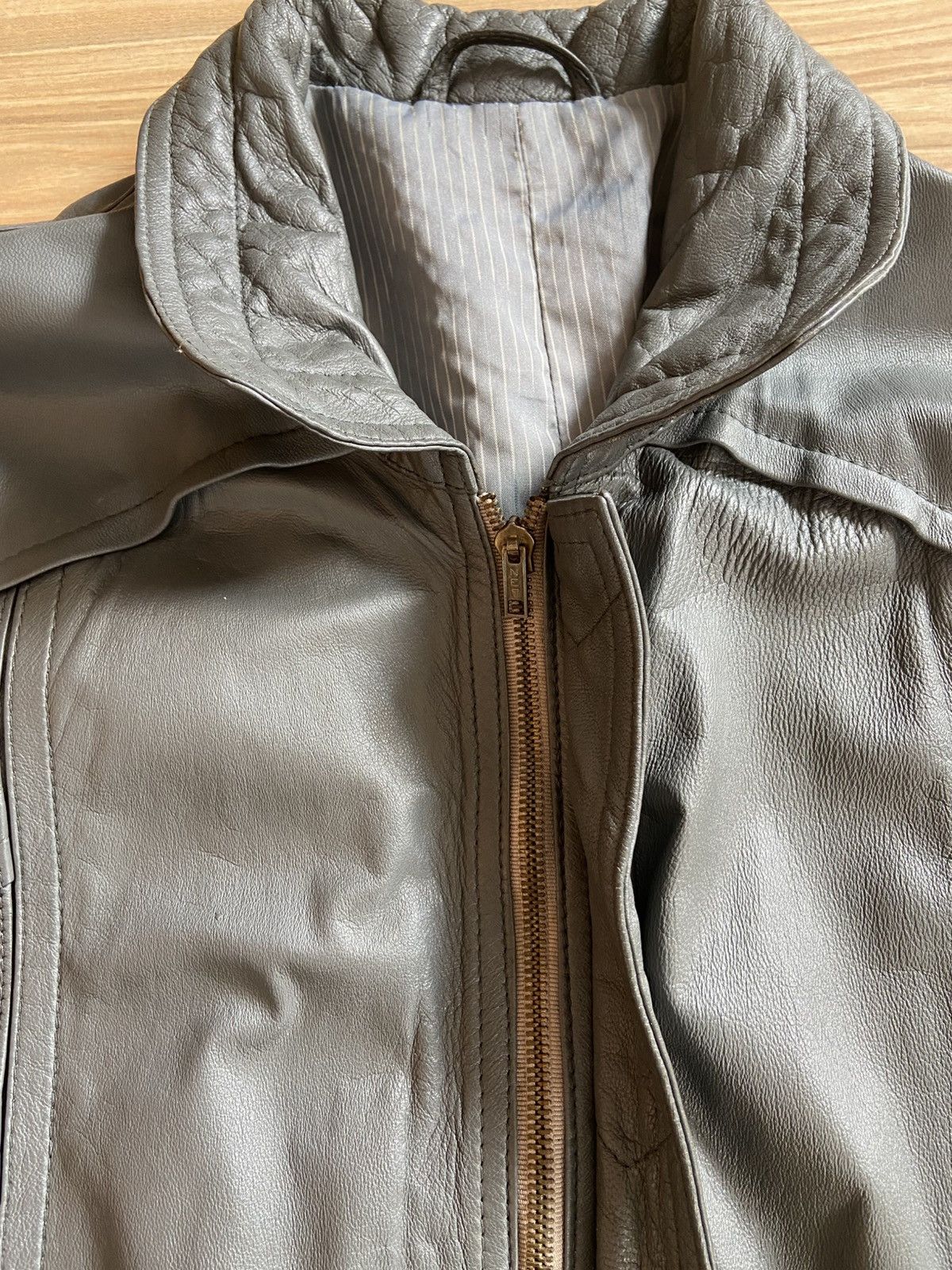Japanese Brand Vintage Grey leather bomber Jacket Size US M / EU 48-50 / 2 - 5 Thumbnail