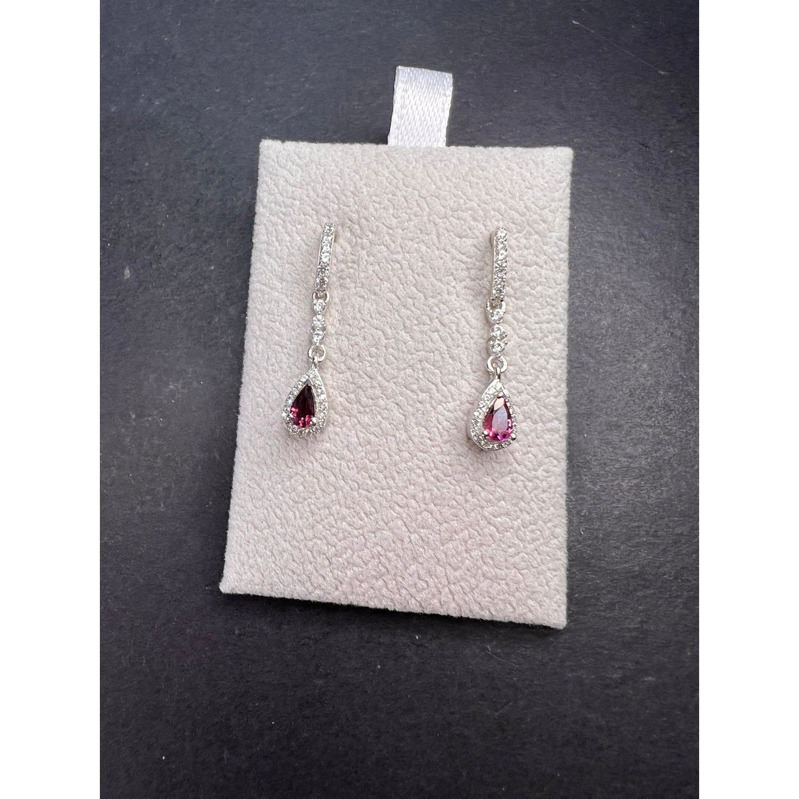 Other Rubellite and zircon earrings in platinum over sterling Size ONE SIZE - 8 Thumbnail