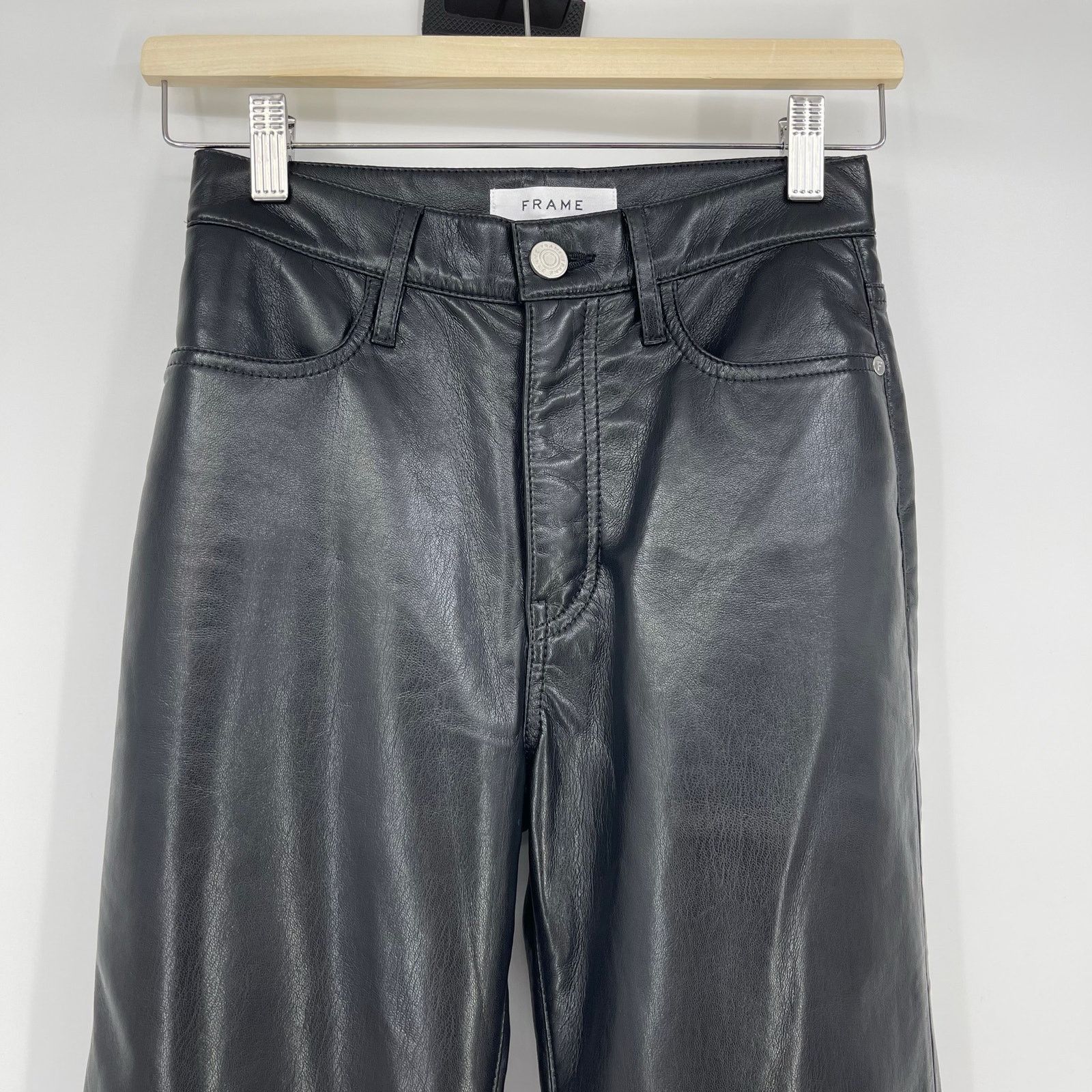 Frame FRAME | NWT Le Jane Crop Black Leather Jeans in Noir Size 24 Size 24" / US 00 / IT 34 - 8 Thumbnail