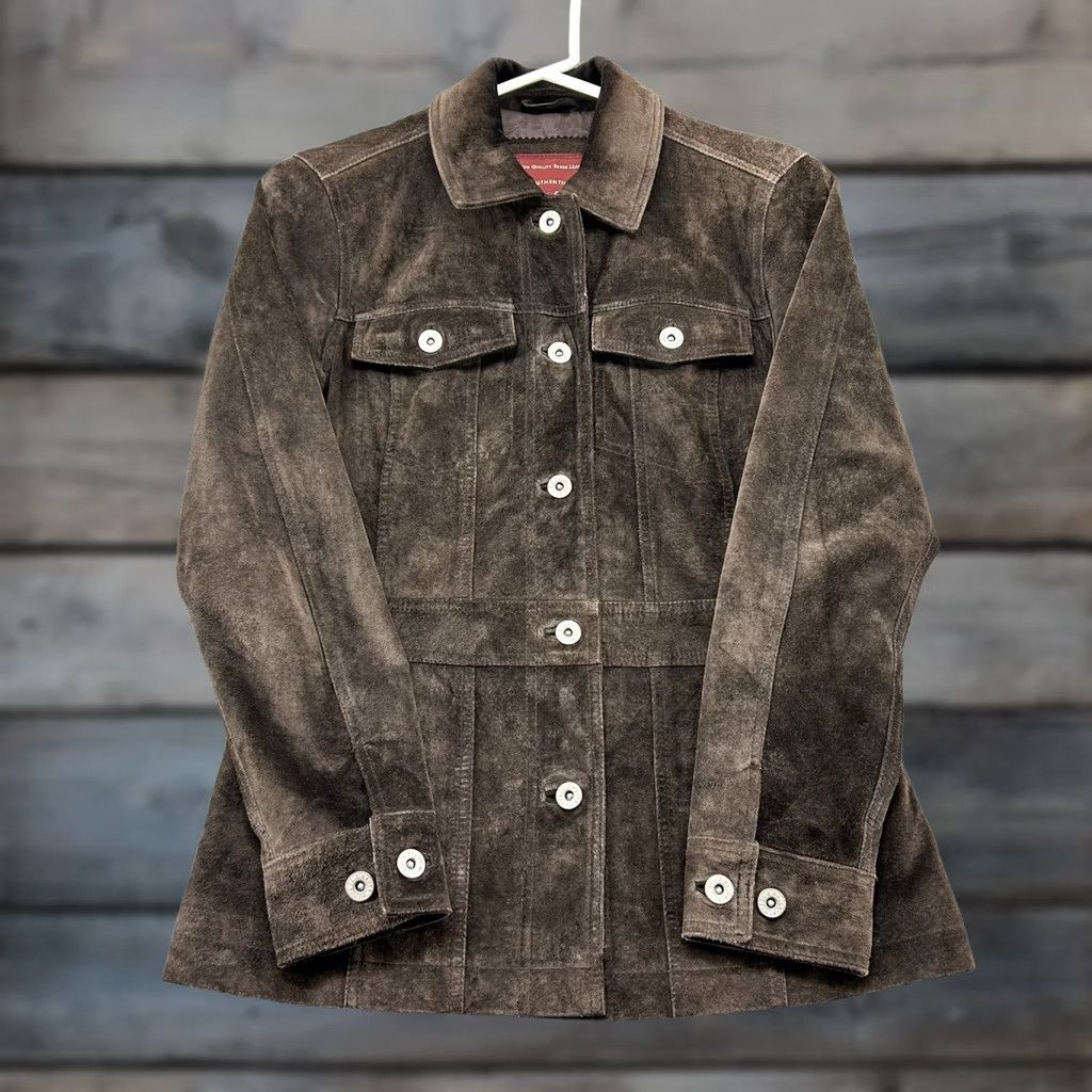 Eddie Bauer VINTAGE Eddie Bauer Jacket Womens XS Brown Genuine Leather Seattle Suede Trucker Size XS / US 0-2 / IT 36-38 - 1 Thumbnail