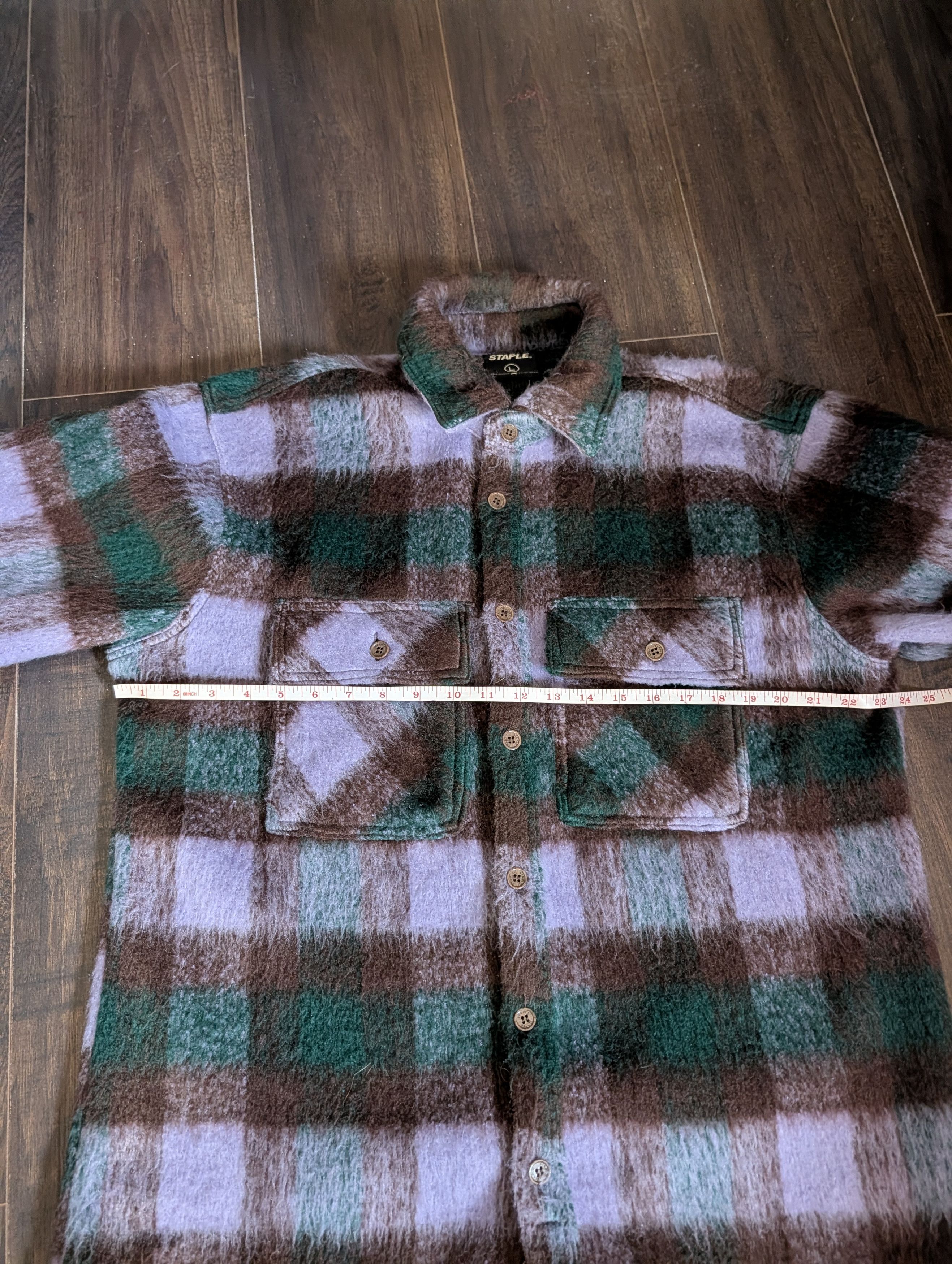 Staple Purple/Brown Plaid Fuzzy CPO Jacket sz L Size US L / EU 52-54 / 3 - 15 Thumbnail