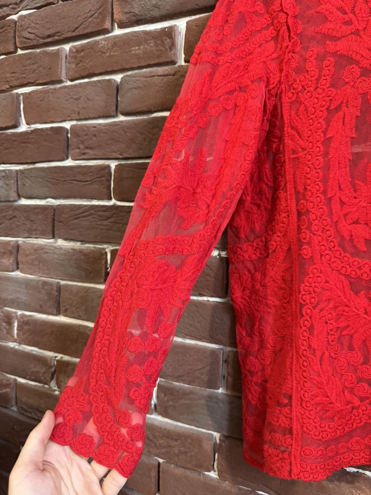 Jean Paul Gaultier Vintage 90s Jean Paul Gaultier Floral Lace Mesh LS TOP JP 44 Size M / US 6-8 / IT 42-44 - 5 Thumbnail