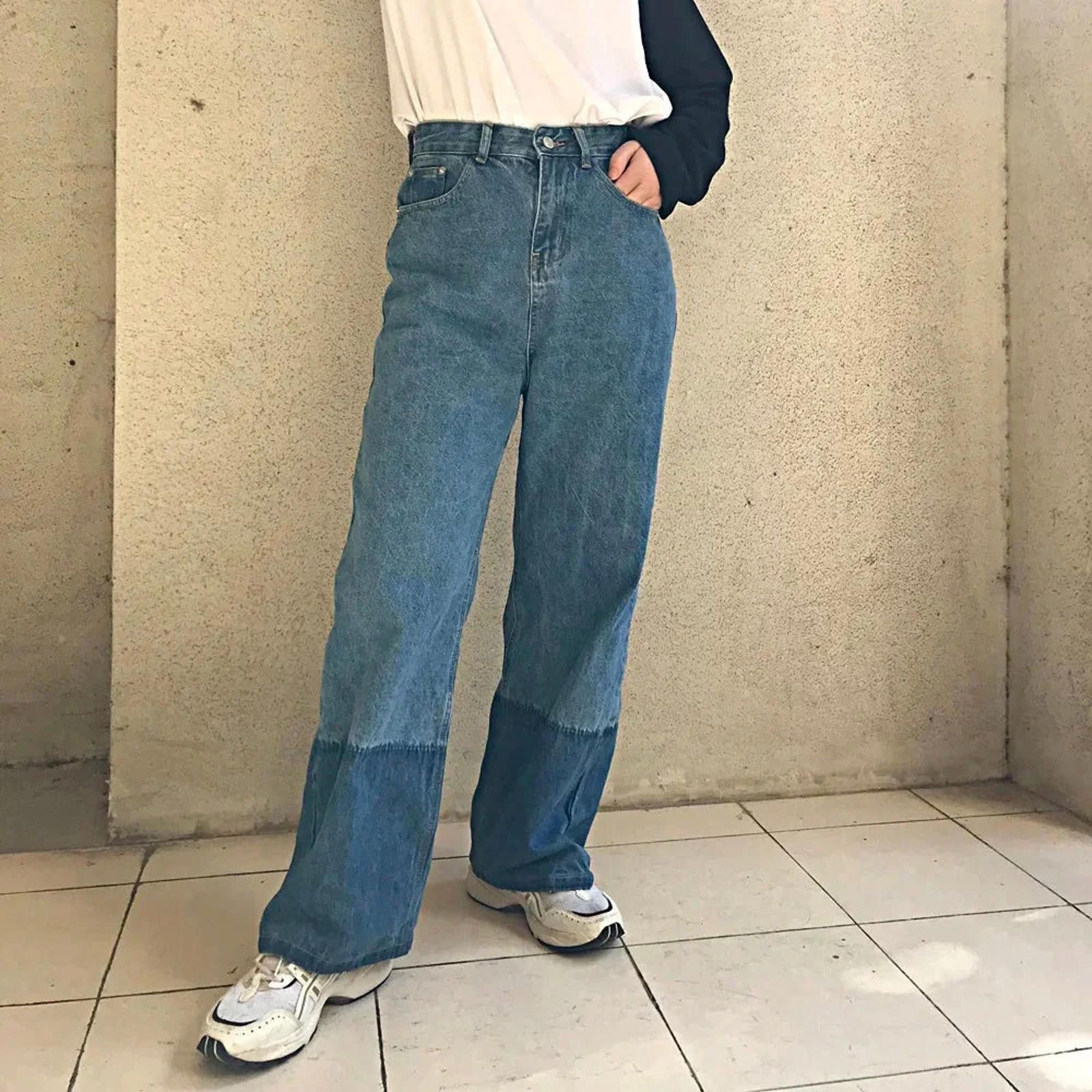 Jean × Vintage Contrast Hem Loose Fit Jeans Size US 32 / EU 48 - 1 Thumbnail