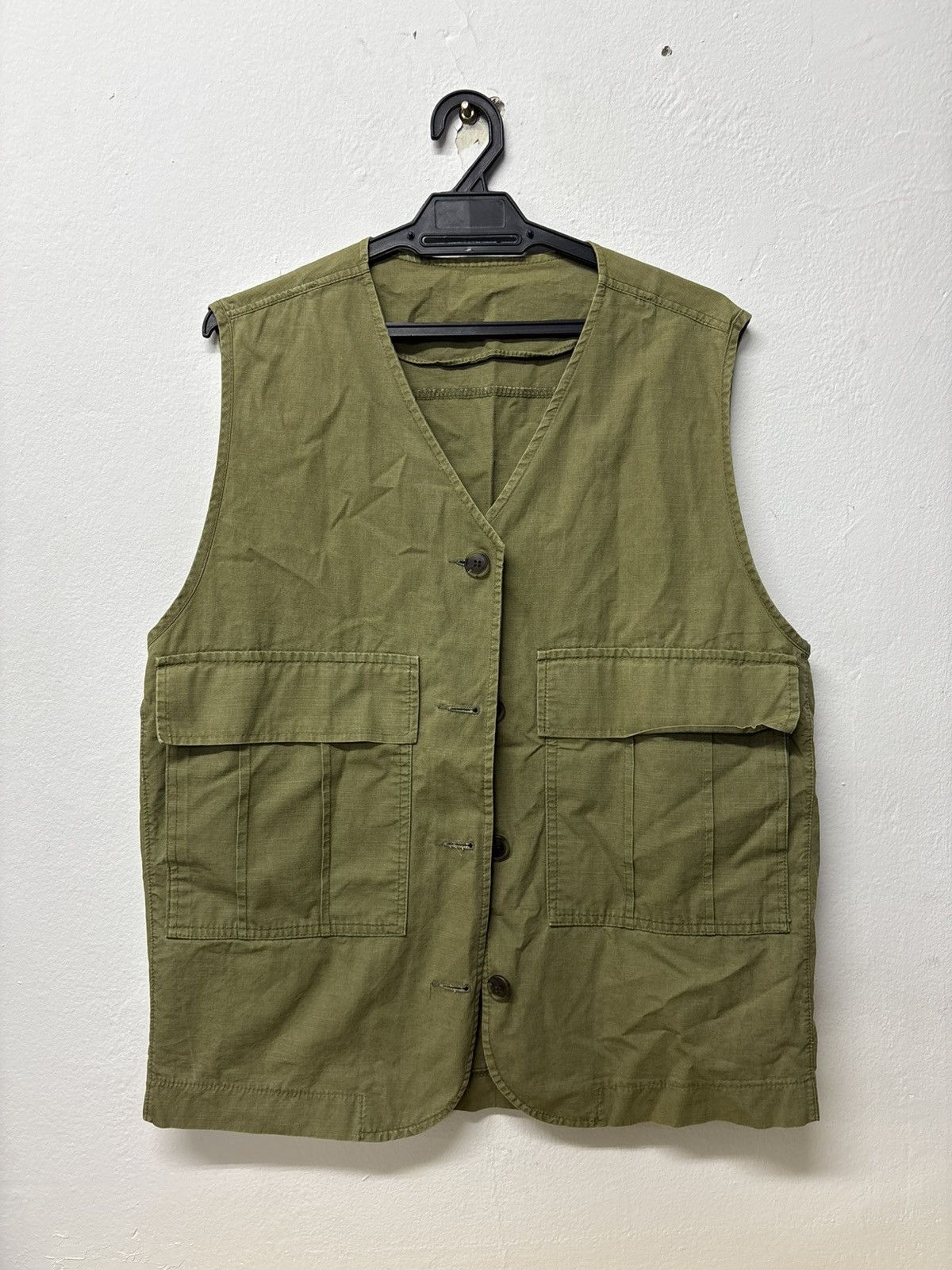 Vintage Cargo Vest - Japanese Military Sateen - Fatigue