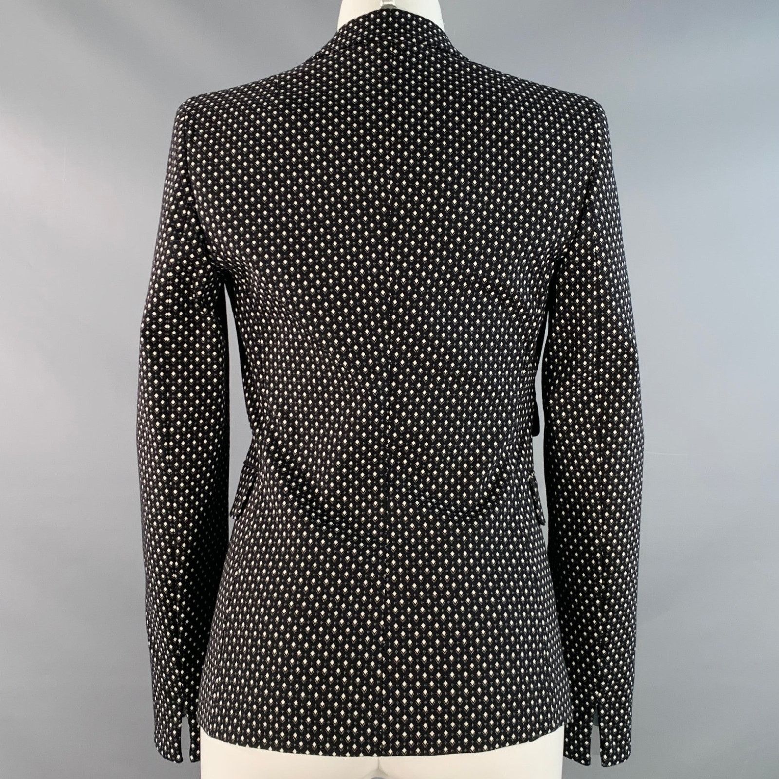Akris Black White Cotton Diamond Single Breasted Jacket Blazer Size XS / US 0-2 / IT 36-38 - 4 Thumbnail