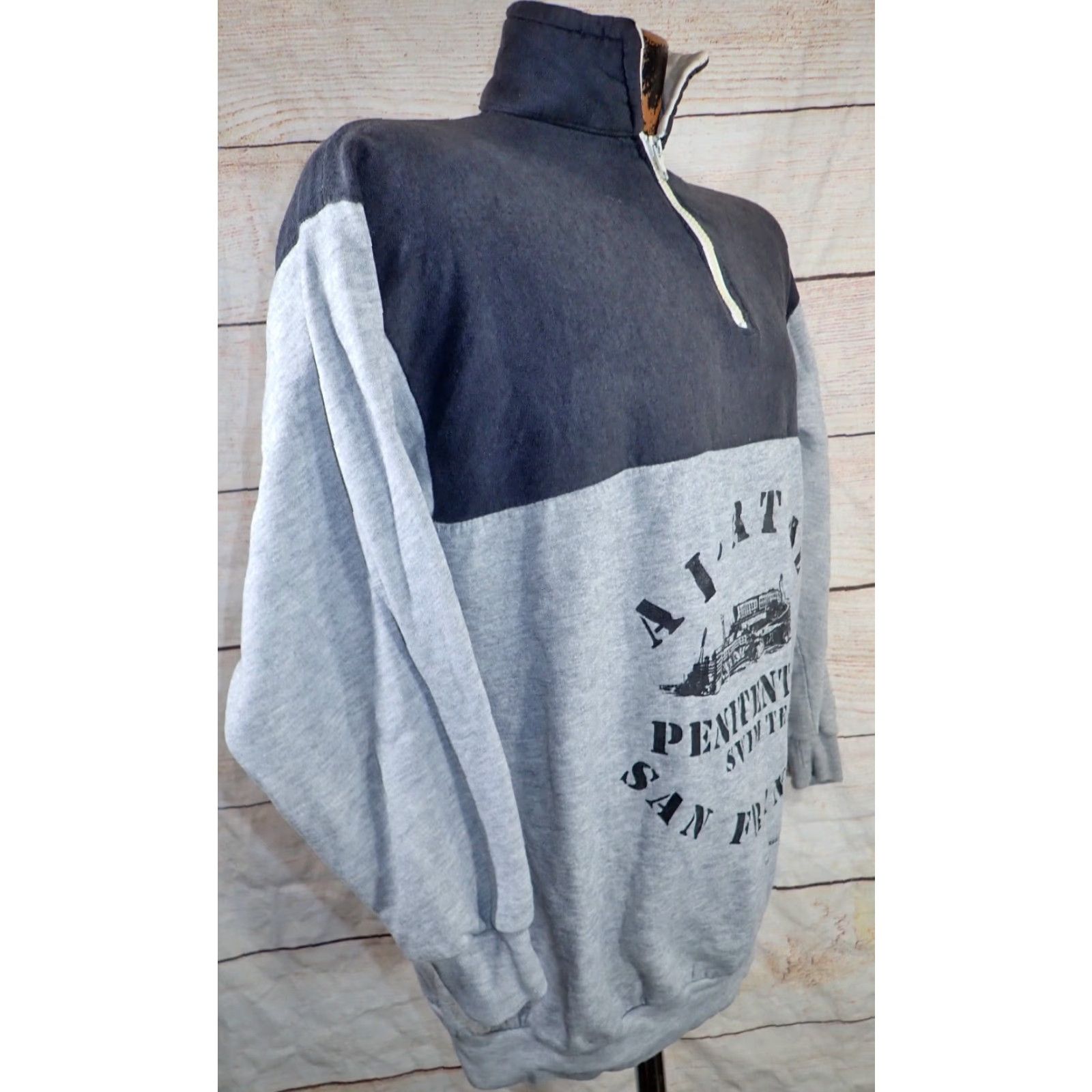 Vintage VINTAGE Alcatraz Swim Team Sweatshirt 80s Gray Women’s XL Casual Grunge Retro Size XL / US 12-14 / IT 48-50 - 3 Thumbnail