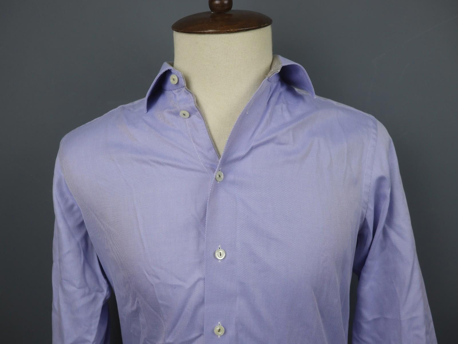 Eton Eton Blue Pinstriped 100% Cotton Collared Shirt Size 40 Size 38R - 2 Thumbnail