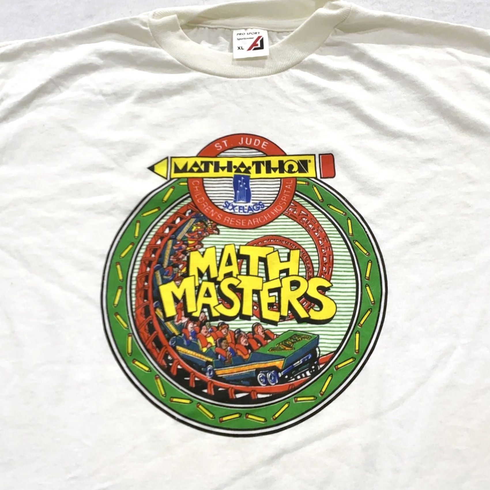 Vintage VINTAGE 90s ST. JUDE HOSPITAL MATH-A-THON MATH MASTERS T-Shirt XL White Mens Crew Neck Short Sleeve Cotton Polyester Vintage 90s theme 80s 90s Size US XL / EU 56 / 4 - 3 Thumbnail