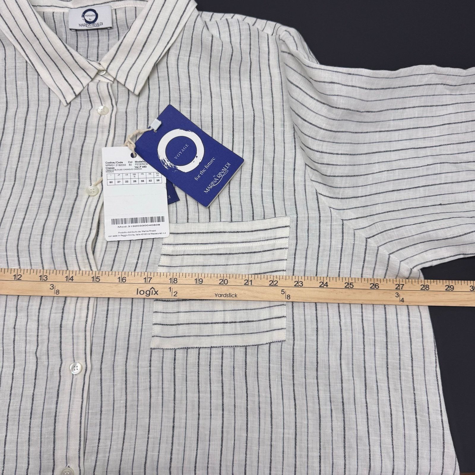 Marina Rinaldi Marina Rinaldi Federica Linen Button Up Striped PLUS US 24 Size 3XL / US 20-22 - 3 Thumbnail