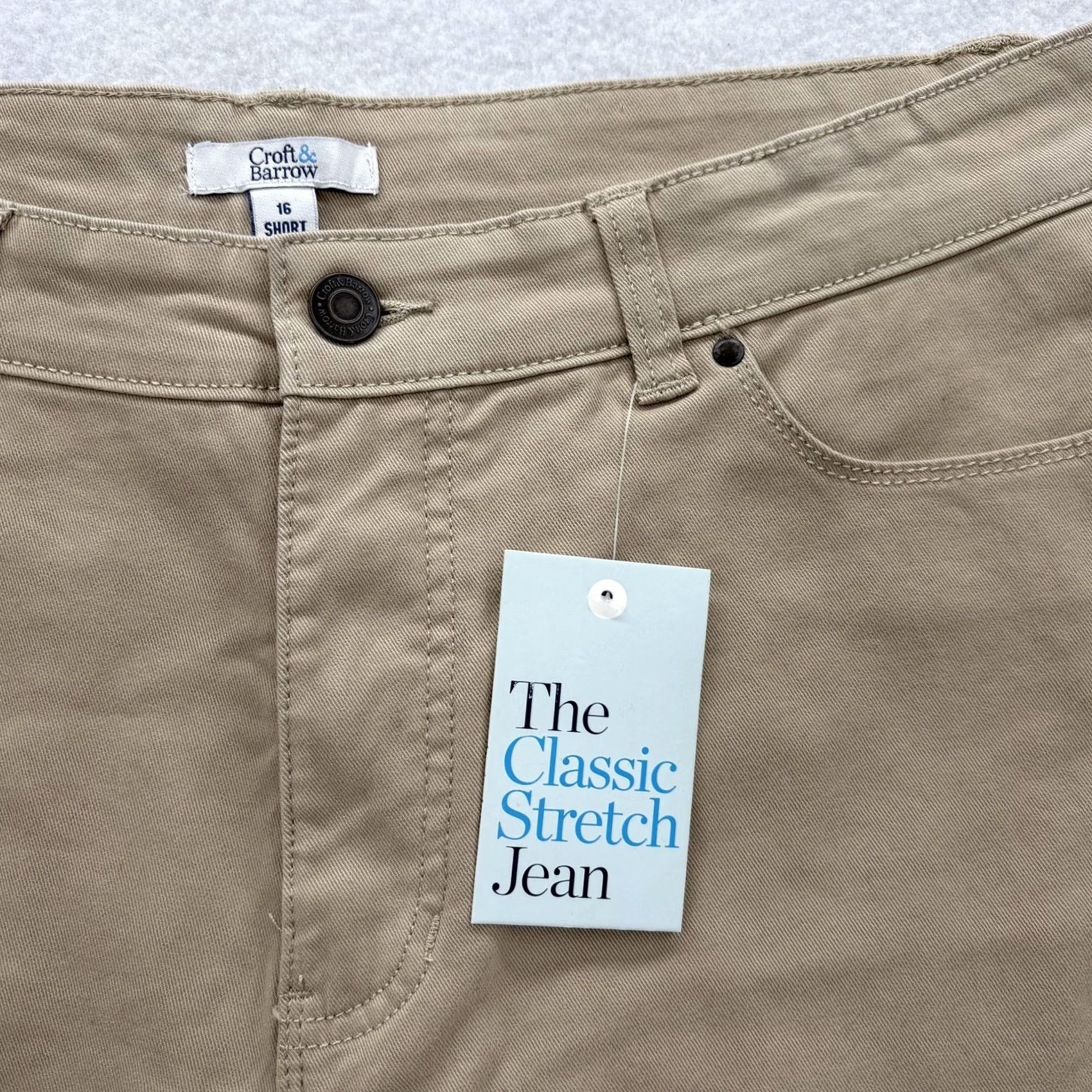 Croft & Barrow Croft & Barrow Jeans Womens 16 Short Tan Classic Stretch Tummy Control Comfort Size 38" / US 16 / IT 52 - 3 Thumbnail