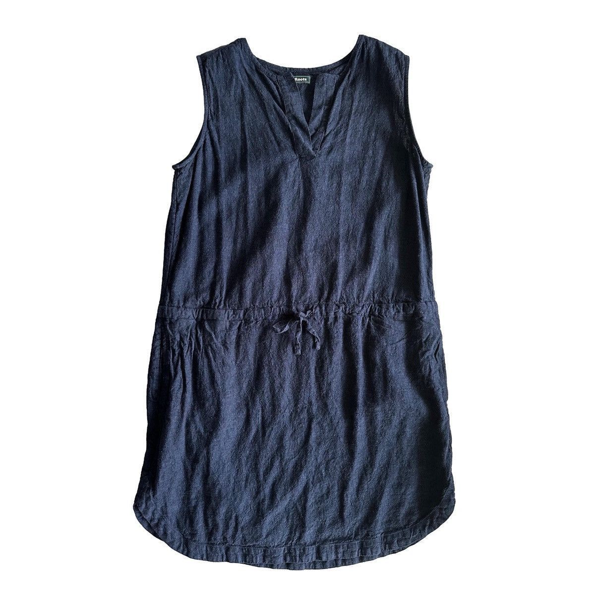 Roots Roots Linen Navy Sleeveless Dress Drawstring Waist Medium Size M / US 6-8 / IT 42-44 - 8 Thumbnail