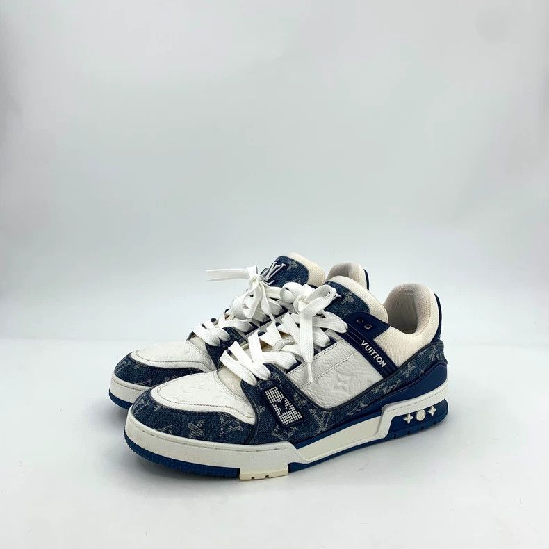 Louis Vuitton Louis Vuitton Blue and white color block logo jacquard lac Size US 10 / EU 43 - 1 Thumbnail