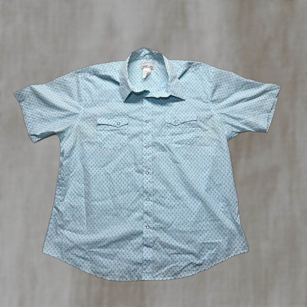 Wrangler Wrangler Wrancher Shirt Western Paisley Pearl Snap Blue Adult Men's Size 2XL Size US XXL / EU 58 / 5 - 1 Thumbnail