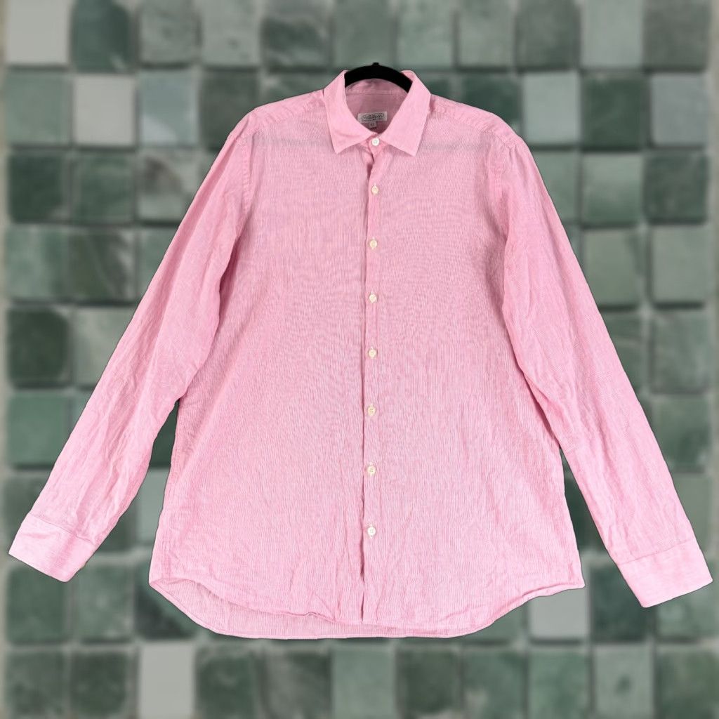 ELLIATT Piattelli Barneys New York Button-Up Shirt Mens Size XL Pink Cotton Linen LS Size US XL / EU 56 / 4 - 1 Thumbnail