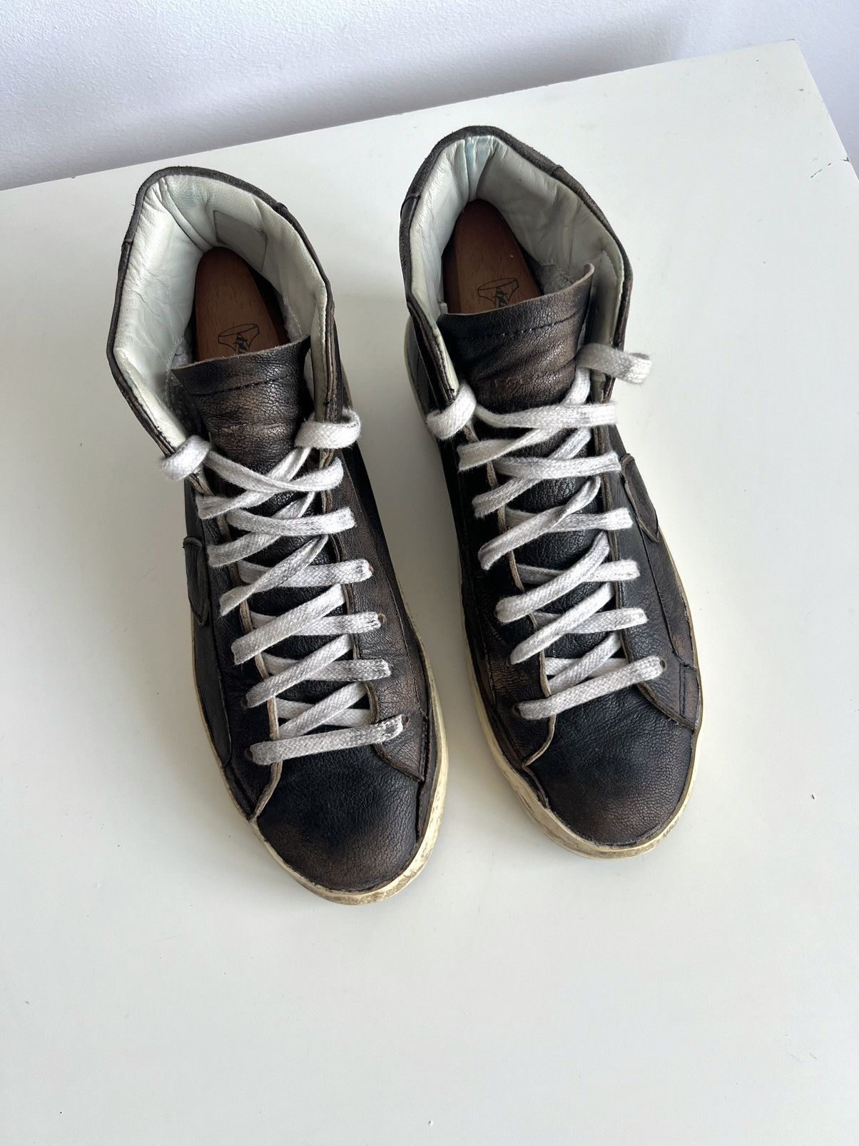 Golden Goose × Philippe Model Philipe Model Paris PRSX Mid Brown Distressed Sneakers Size US 7.5 / EU 40-41 - 3 Thumbnail