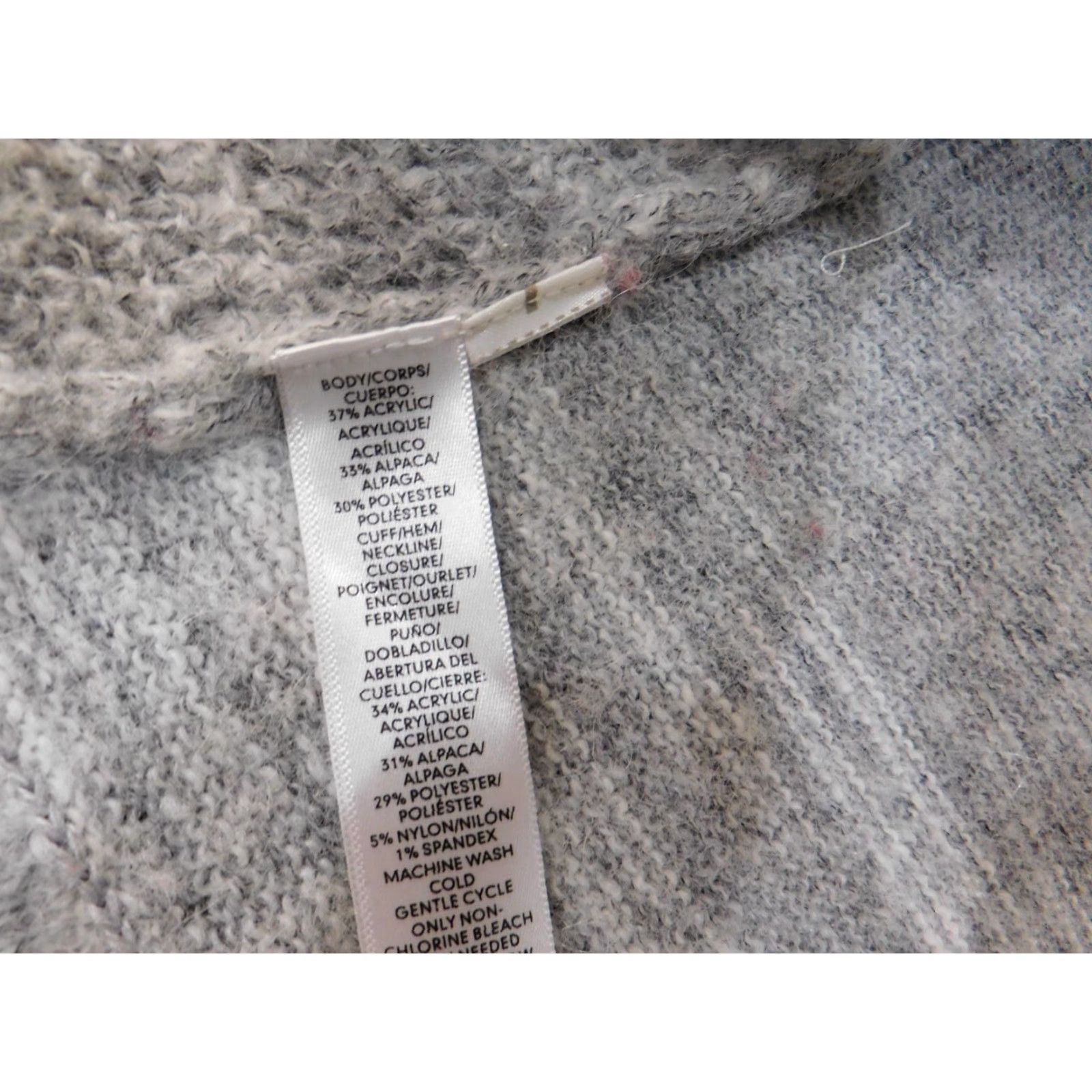 Loft LOFT Cardigan Sweater Small Gray Open-Knit Acrylic Polyester Womens Crew Neck Long Sleeve Stretch Casual Modern Designer Size S / US 4 / IT 40 - 7 Thumbnail