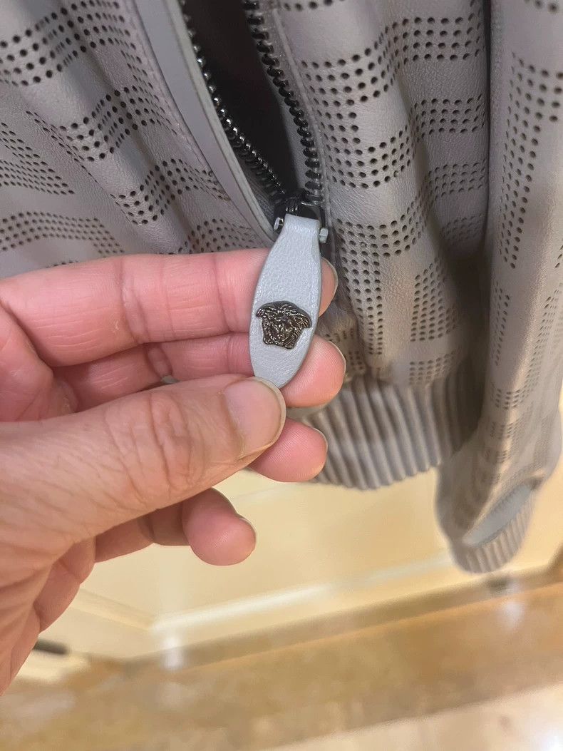 Versace Versace Graphic grey leather jacket with a slim fit Size US M / EU 48-50 / 2 - 4 Thumbnail