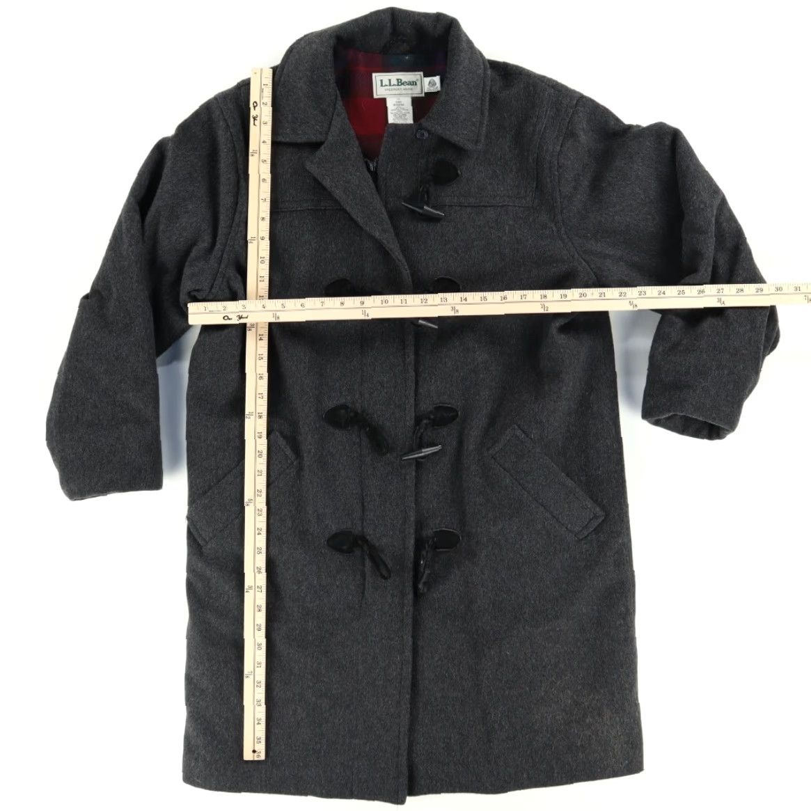 Vintage LL Bean Toggle Quilt Lined Long Coat Solid Charcoal Women's 10 Jacket Long Coat LL Bean Women Charcoal Toggle Quilt Lined Long Coat Solid 10 Size L / US 10 / IT 46 - 3 Thumbnail