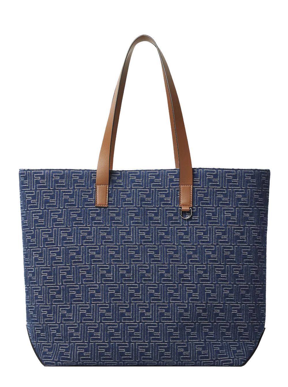 Fendi Blue Shopper With Long Handles And All Over FF Motif In Cotton Man Size ONE SIZE - 1 Thumbnail