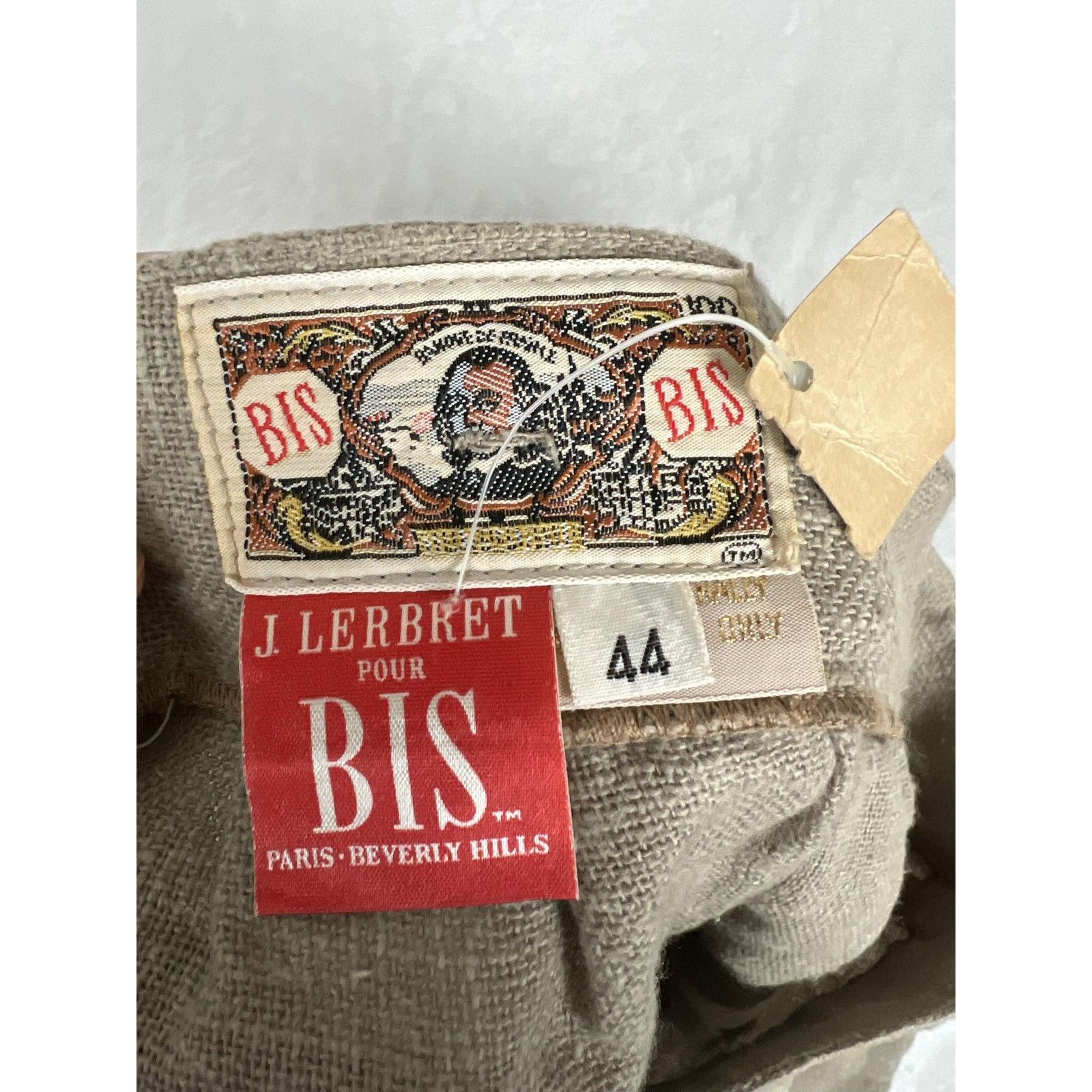Vintage Vintage BIS Pants Womens 44 Beige Linen Pleated Straight Leg Size 28" / US 6 / IT 42 - 4 Thumbnail
