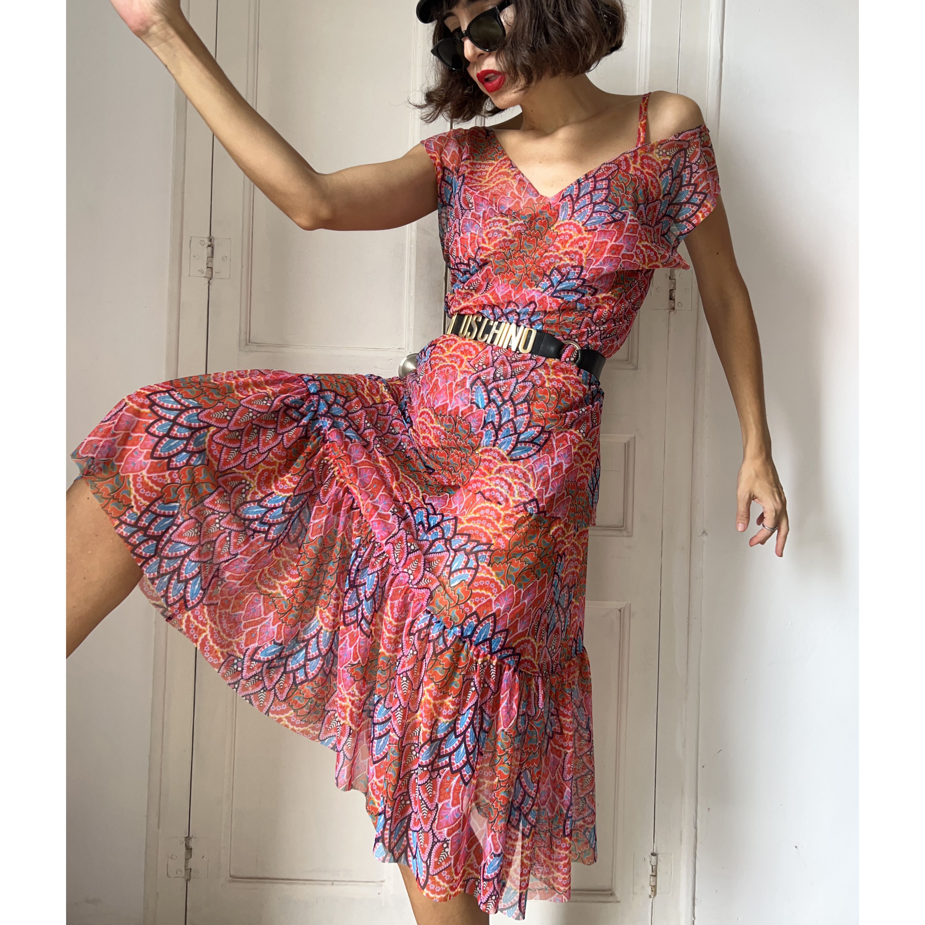 Vintage Vintage Mesh Print Dress Set Size XL / US 12-14 / IT 48-50 - 6 Thumbnail
