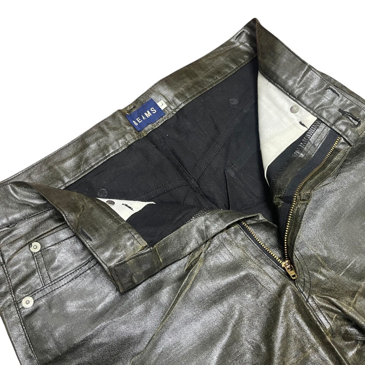 Beams Japan Vtg Beams Japan Super High Rise Straight Vinyl Fabric Pants Size US 31 - 8 Thumbnail