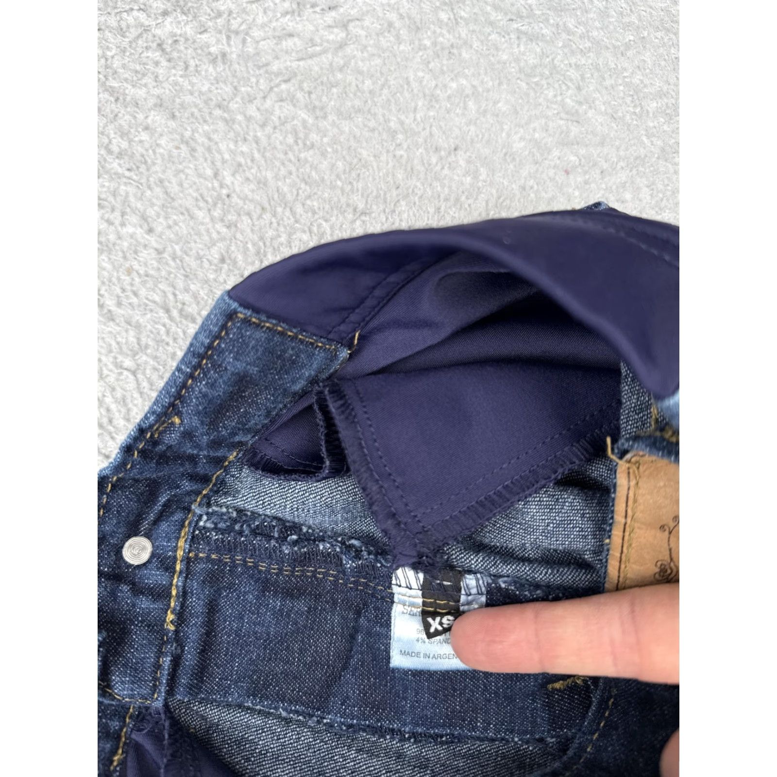 Denime Serena Maternity Jeans Womens XS Blue Dark Wash Bootcut Stretch Denim Over Belly Size 26" / US 2 / IT 38 - 7 Thumbnail