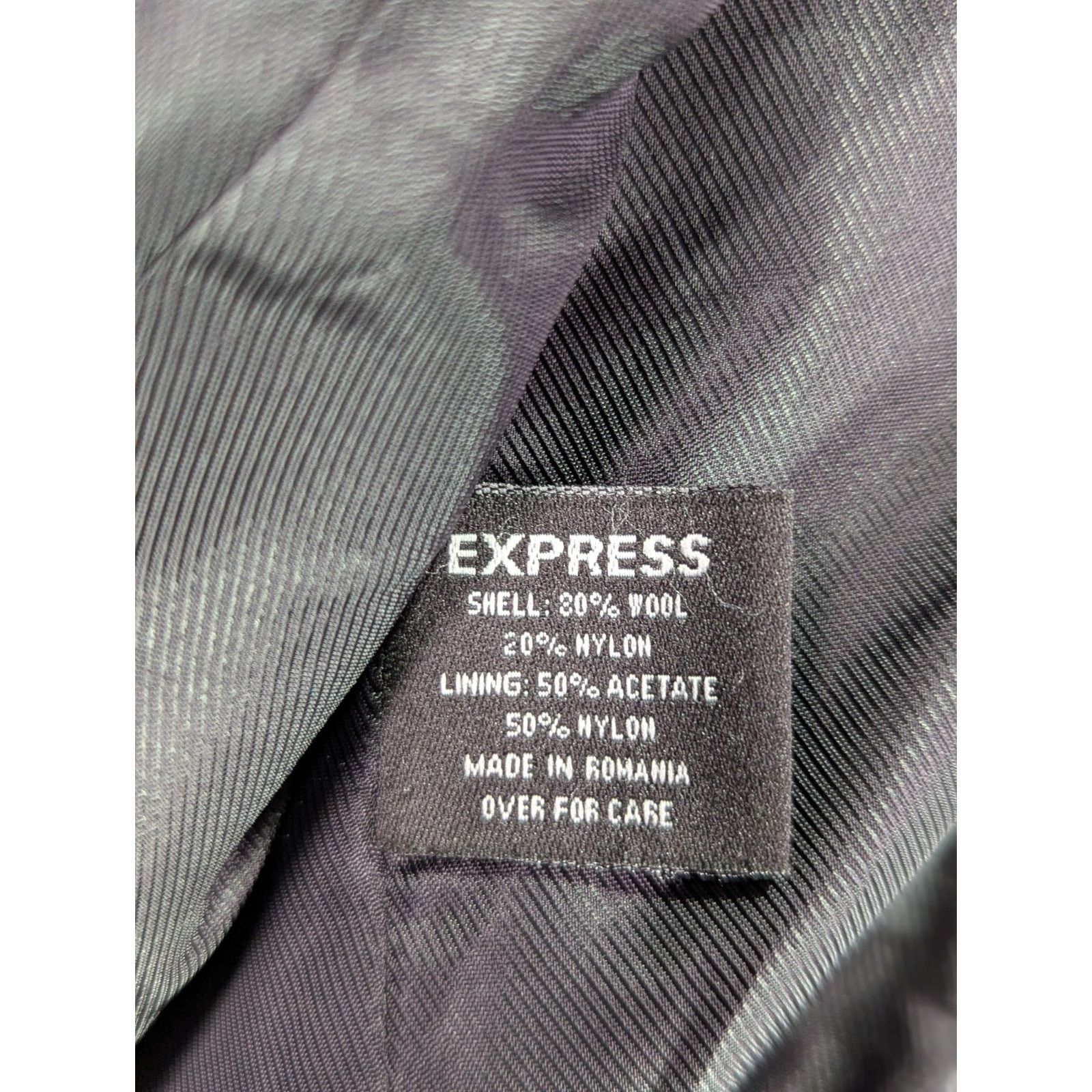 Express Size 7/8 Black Wool Coat Hidden Button Placket VTG Y2K Size M / US 6-8 / IT 42-44 - 7 Thumbnail