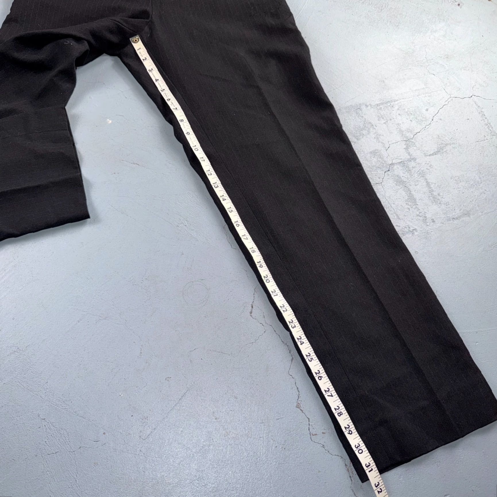 Vintage VINTAGE Wool Pinstripe Trousers England 50s Button Fly Pants Rockabilly 1940s Black 31 Inseam Mens Womens Unbranded Size US 31 - 6 Thumbnail