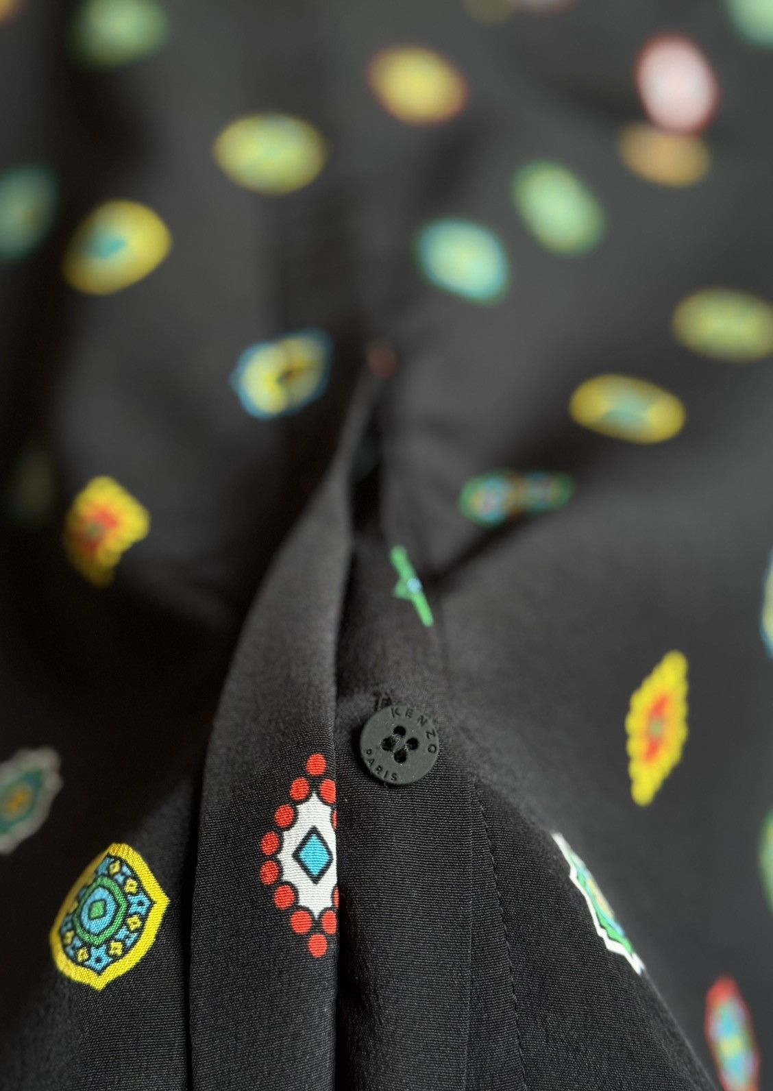 H&M × Kenzo H&M Kenzo Silk Print Pajama Button Up Shirt Black Blouse Size XS / US 0-2 / IT 36-38 - 6 Thumbnail