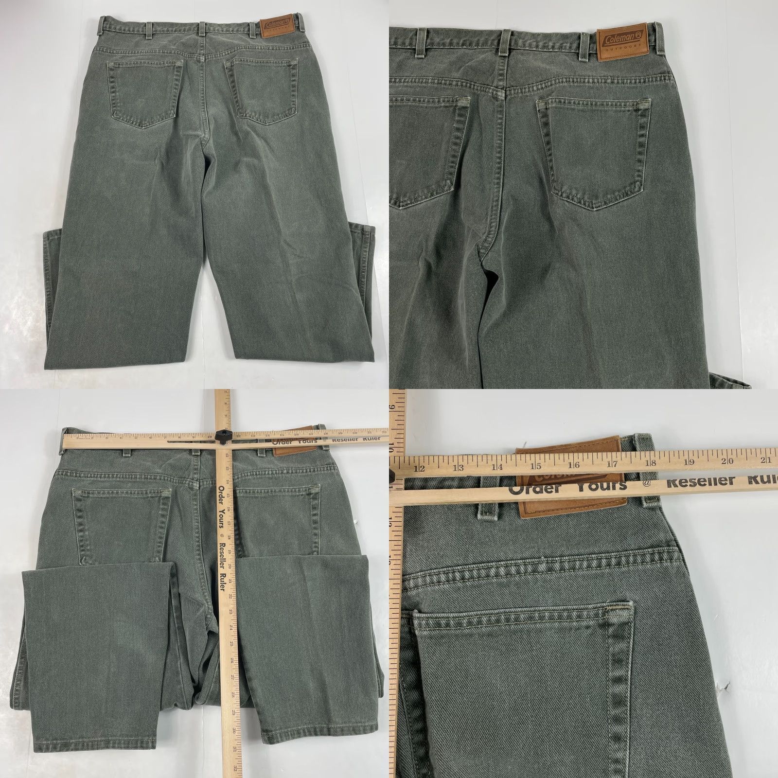 Denime VINTAGE Coleman Jeans Mens 38 x 30 Green Relaxed Straight Denim 90s USA Jeans Mens Green 90s straight Relaxed Denim Coleman 38 x 30 Size US 38 / EU 54 - 8 Thumbnail
