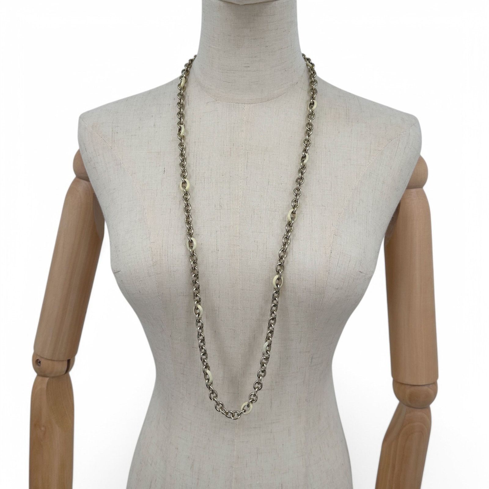 J.Crew J Crew Long Chain Necklace Gold Tone with Cream Enamel Links Size ONE SIZE - 2 Thumbnail