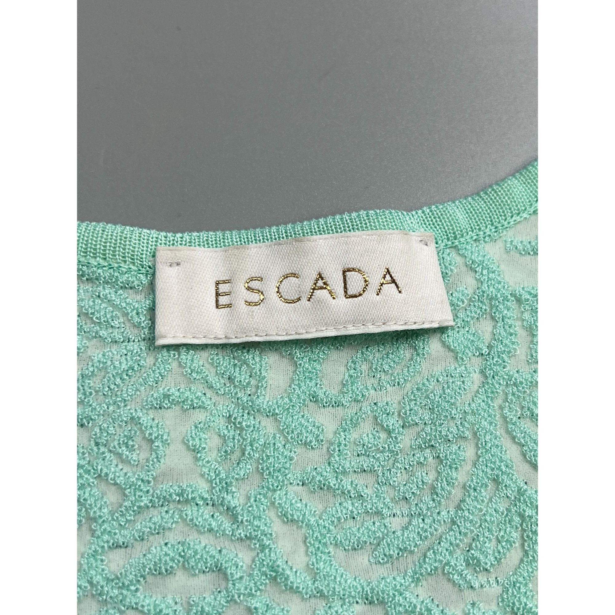 Escada Escada Teal Crochet Cardigan Size IT 36 (Y0806) Size XS / US 0-2 / IT 36-38 - 5 Thumbnail