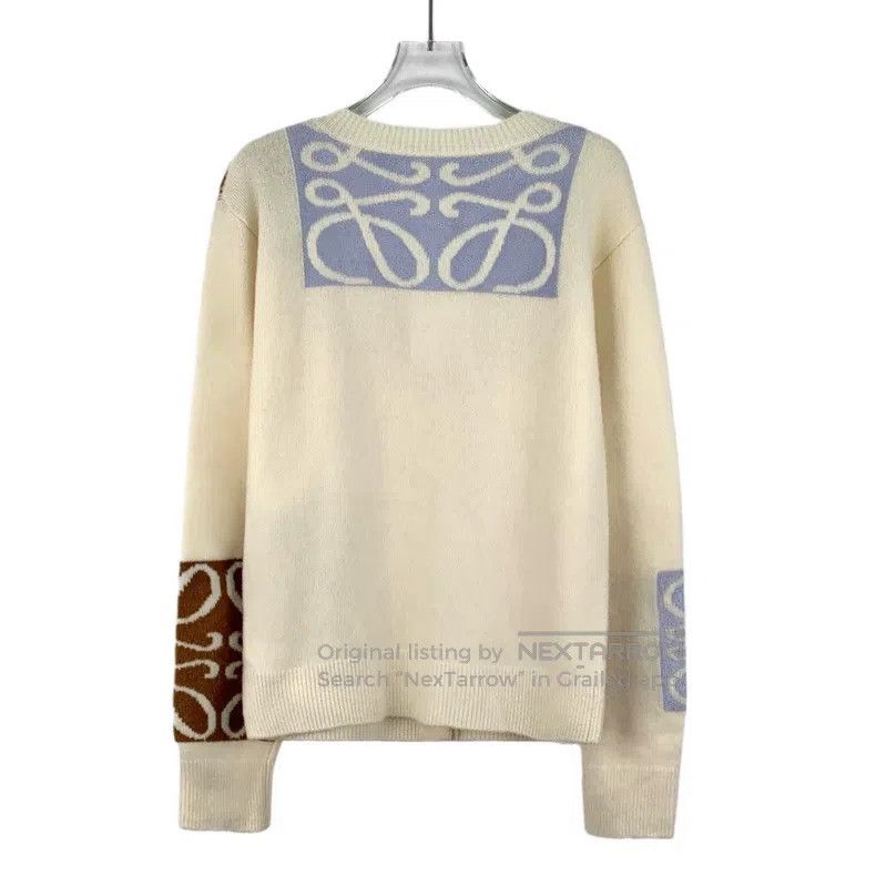 Loewe Loewe Ivory White Logo Embroidered Wool Crew-neck Single-b Size M / US 6-8 / IT 42-44 - 2 Thumbnail