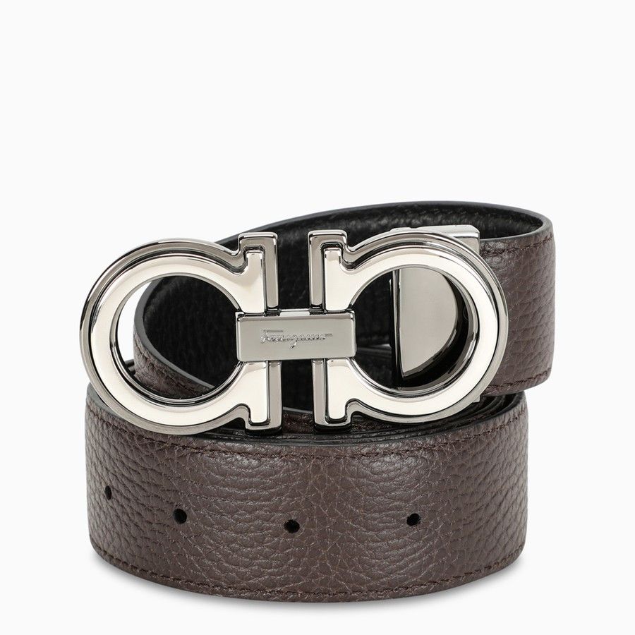 Mens Salvatore Ｆerragamo reversible belt with silver buckle size100 store