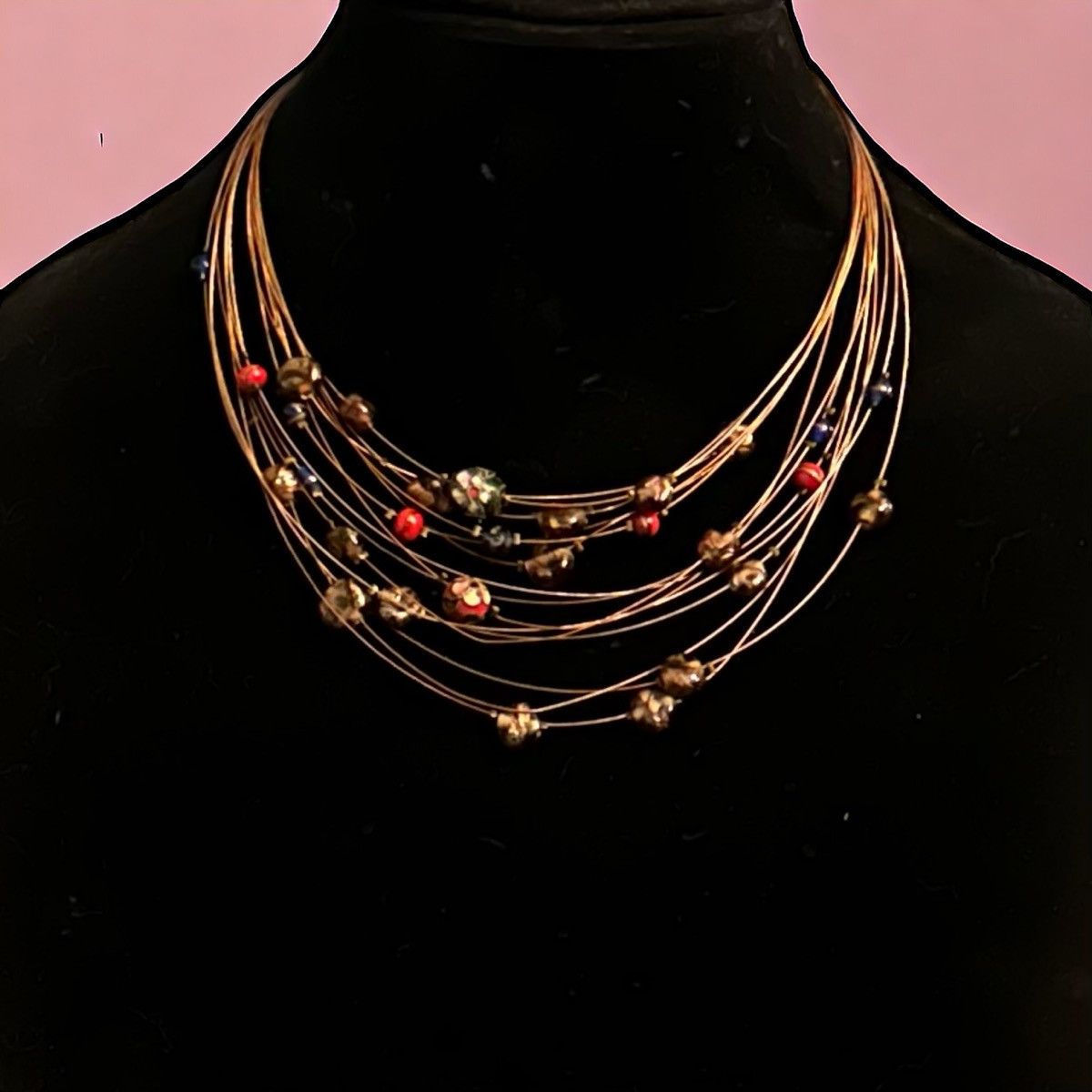 Other Multi layered cloisonné and Murano glass bead wire necklace Size ONE SIZE - 1 Thumbnail