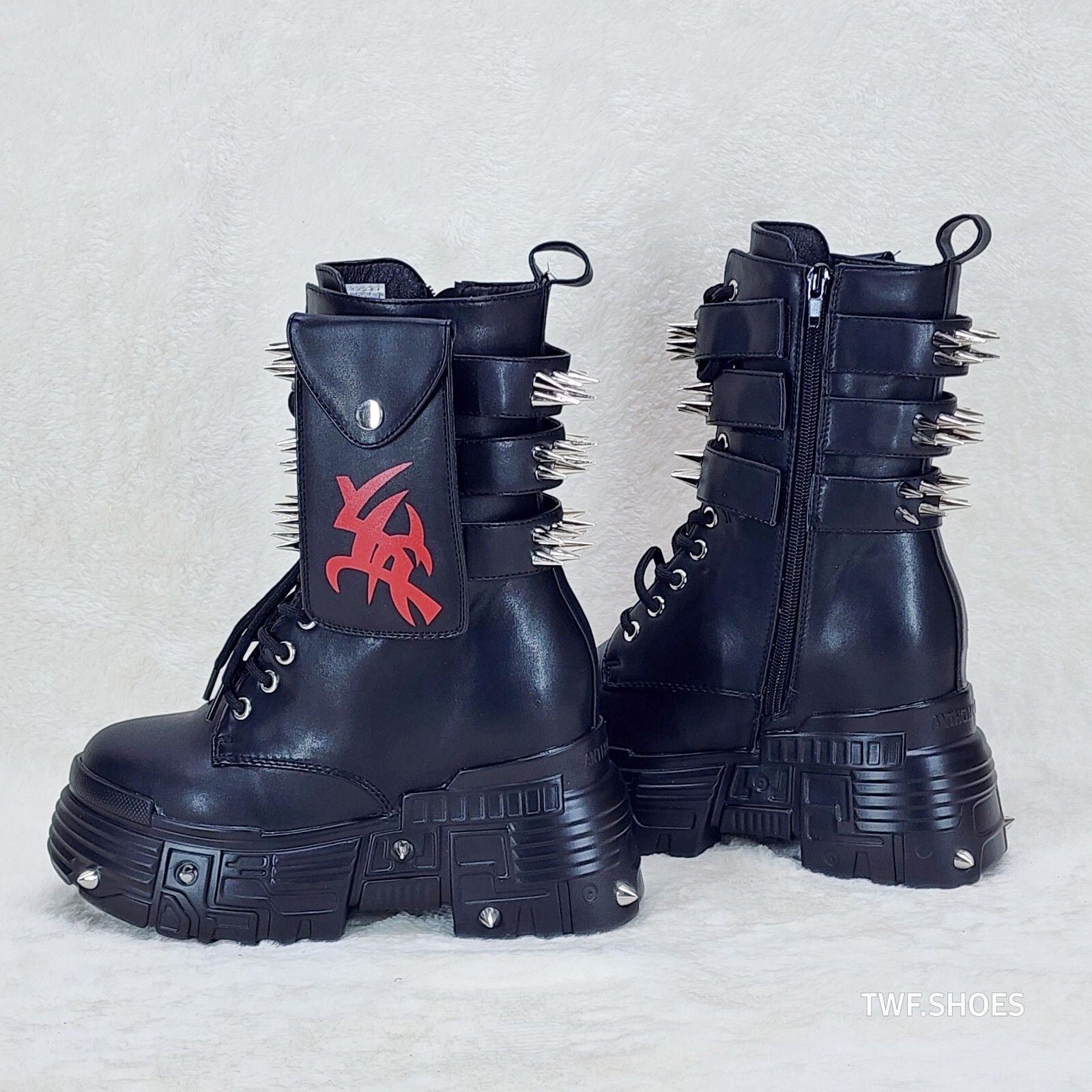 Other Anthony Wang Blackest Night Cyber Punk Goth Mid Calf Platfor Size US 8.5 / IT 38.5 - 3 Thumbnail