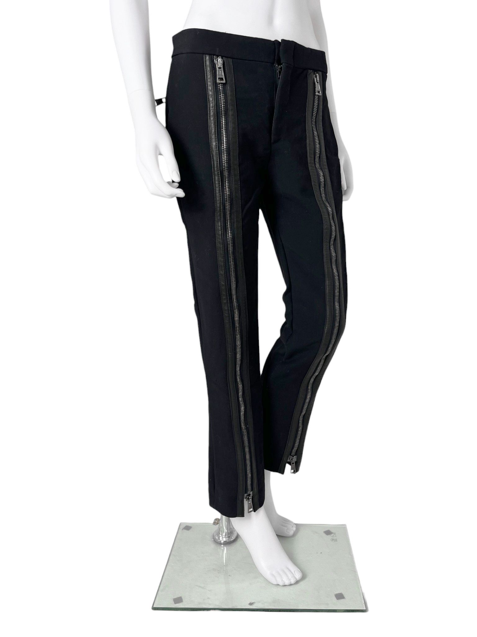 Gucci by Tom Ford F/W 2001 Black Wool Leather Patched Zipped Pants Size 28" / US 6 / IT 42 - 4 Thumbnail