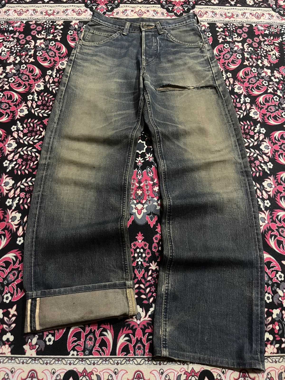 Vintage ⚡️Selvedge⚡️Vintage Lee Riders Sanforized Mud Washed Jeans Size US 27 - 1 Thumbnail