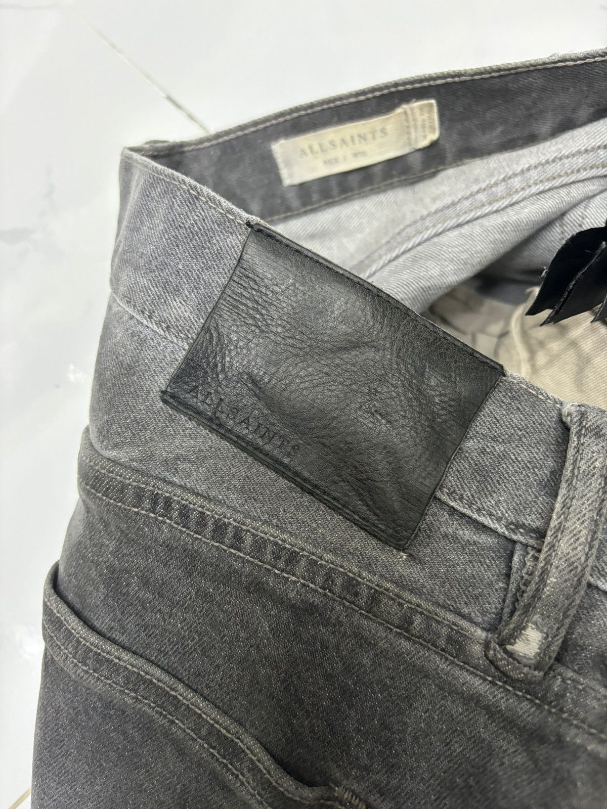 Allsaints 🔥ALLSAINTS WAXED BLACK DISTRESSED DENIM JEANS Size US 32 / EU 48 - 11 Thumbnail