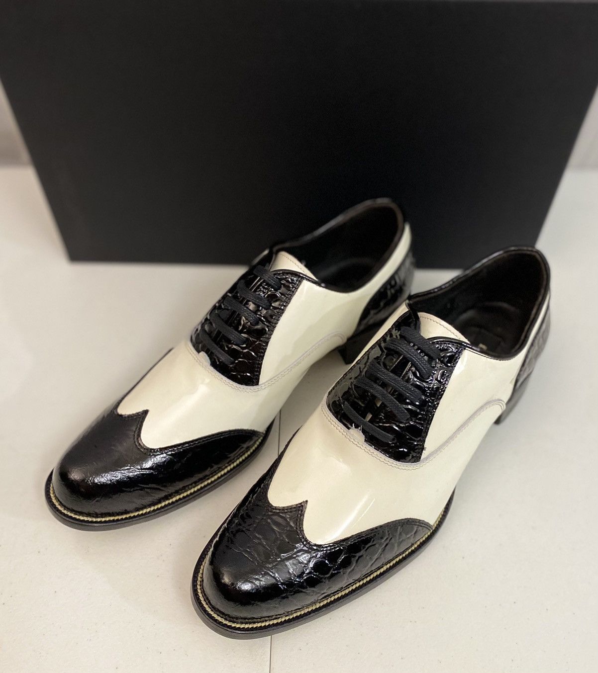Dsquared2 Dsquared2 🇮🇹 Croc stampo/Patent Spectator Brogue oxford 7 NEW Size US 7 / EU 40 - 14 Thumbnail