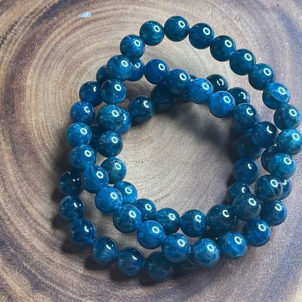 Other Apatite gemmy teal stretch beaded bracelet 7” crystal healing beads 8mm Size ONE SIZE - 2 Thumbnail