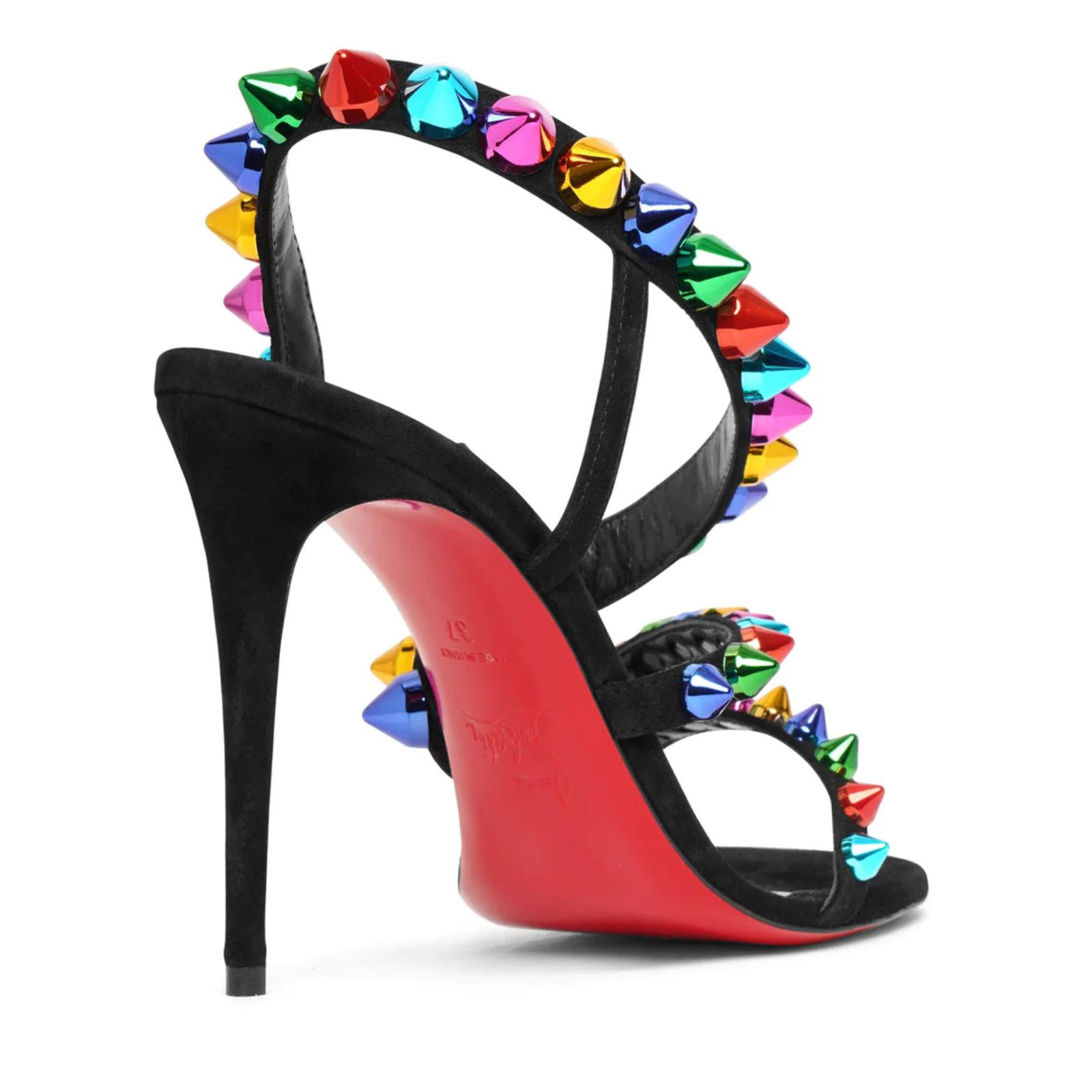 Christian Louboutin Spikita Strap 100 Black Suede Strappy Sandal Heel Pump 38 Size US 8 / IT 38 - 6 Thumbnail