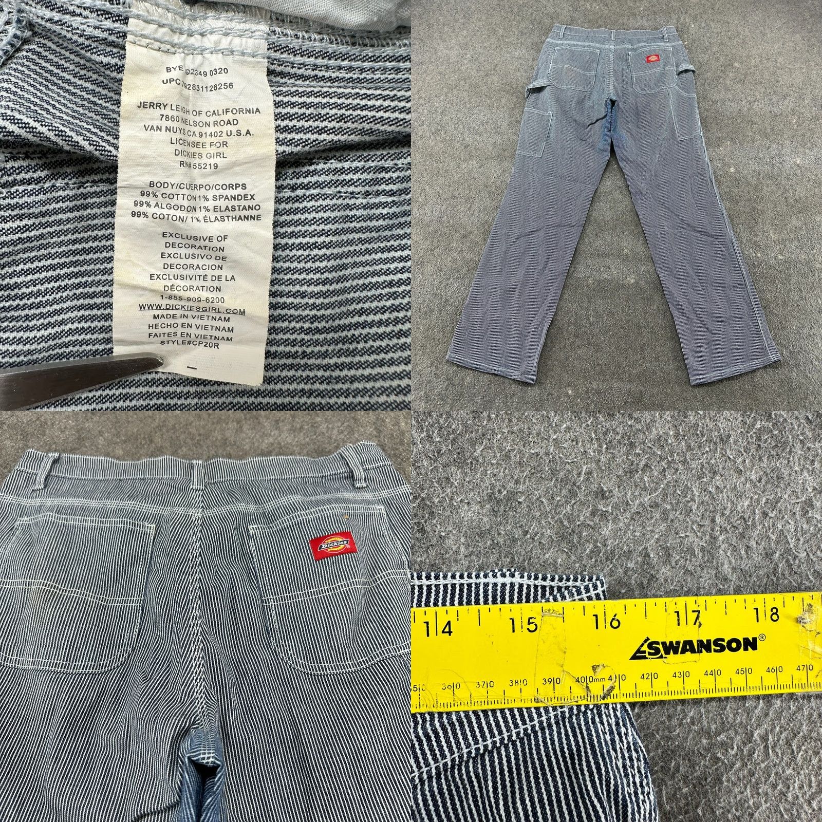 Dickies Dickies Pants Women 7 28 Blue White Carpenter Relaxed Pinstriped Hickory Jeans Workwear Straight Inseam 31 in Womens Size 28" / US 6 / IT 42 - 8 Thumbnail