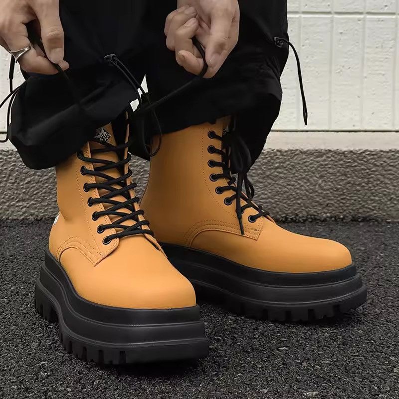 Japanese Brand Thick Soled High Top Men Pu Leather Boots Size US 6 / EU 39 - 3 Thumbnail