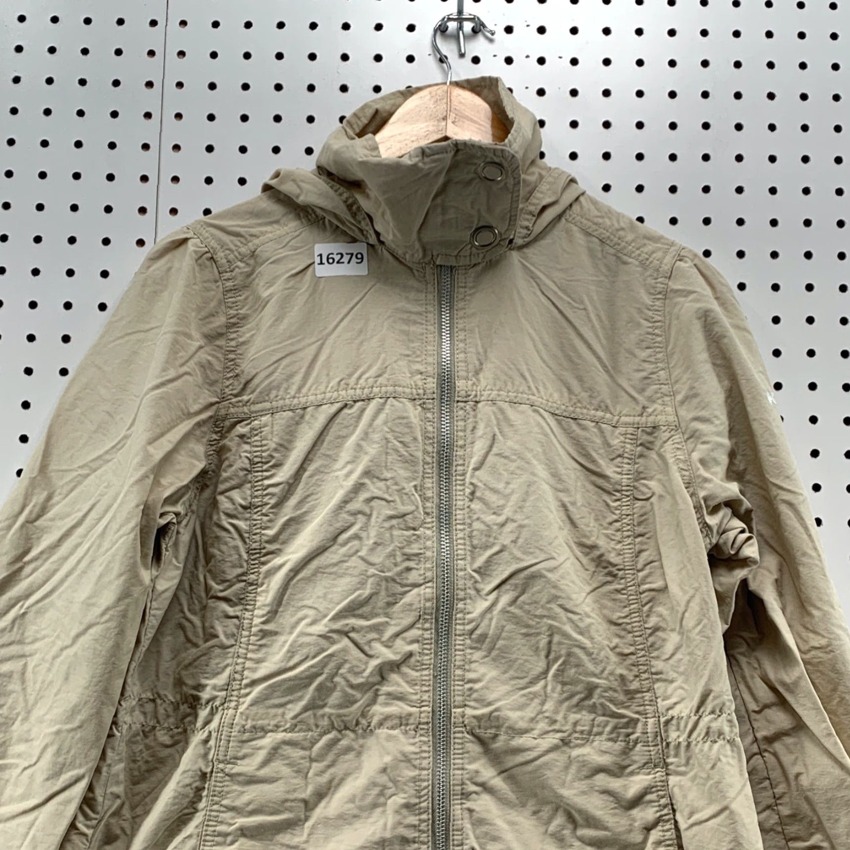 Vintage Columbia Womens Lightweight Hooded Jacket Beige Medium Full Zip Drawstring Jacket Size M / US 6-8 / IT 42-44 - 6 Thumbnail