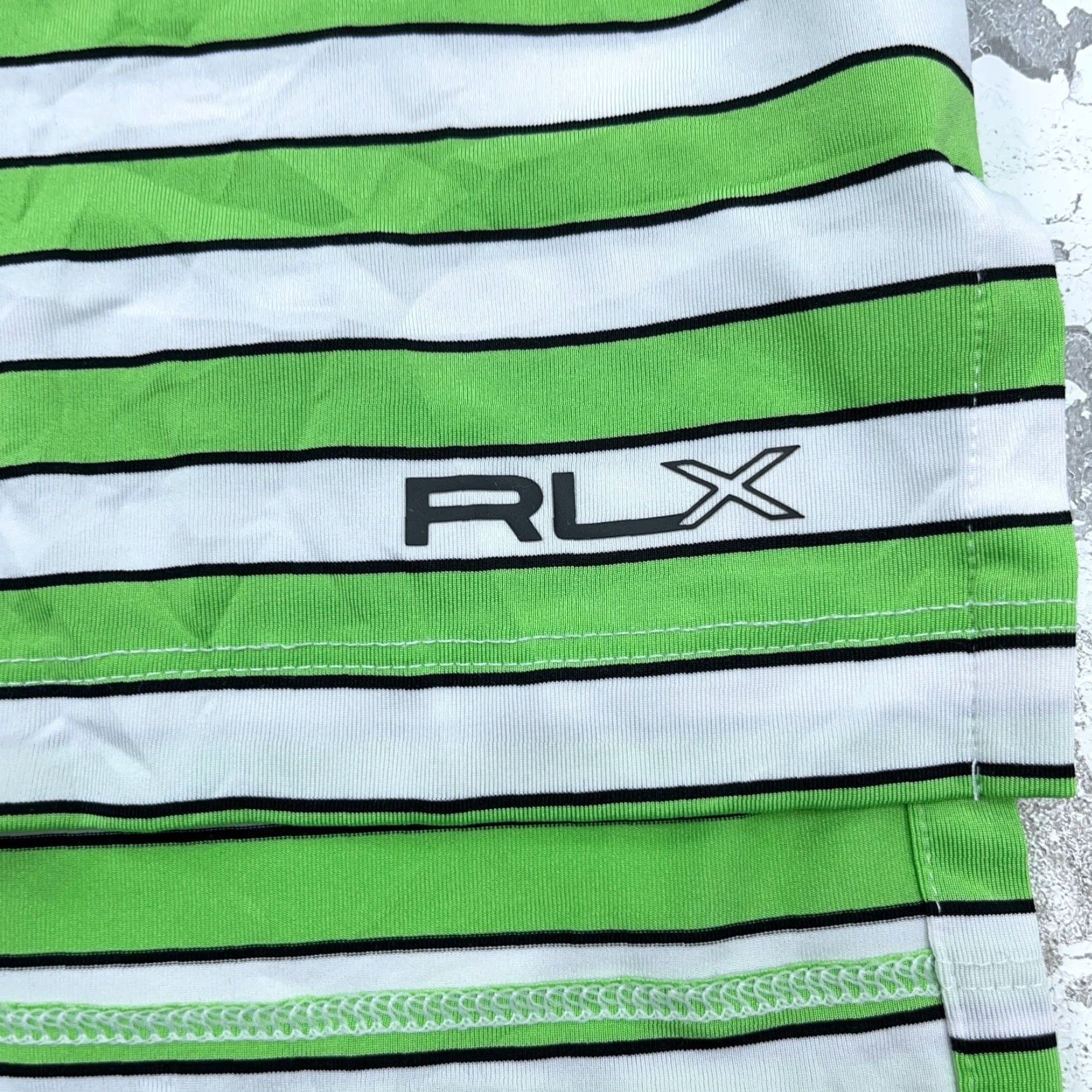 RLX Ralph Lauren RLX Ralph Lauren Polo Shirt Men Large Green White Striped Performance Golf Adult Size US L / EU 52-54 / 3 - 4 Thumbnail