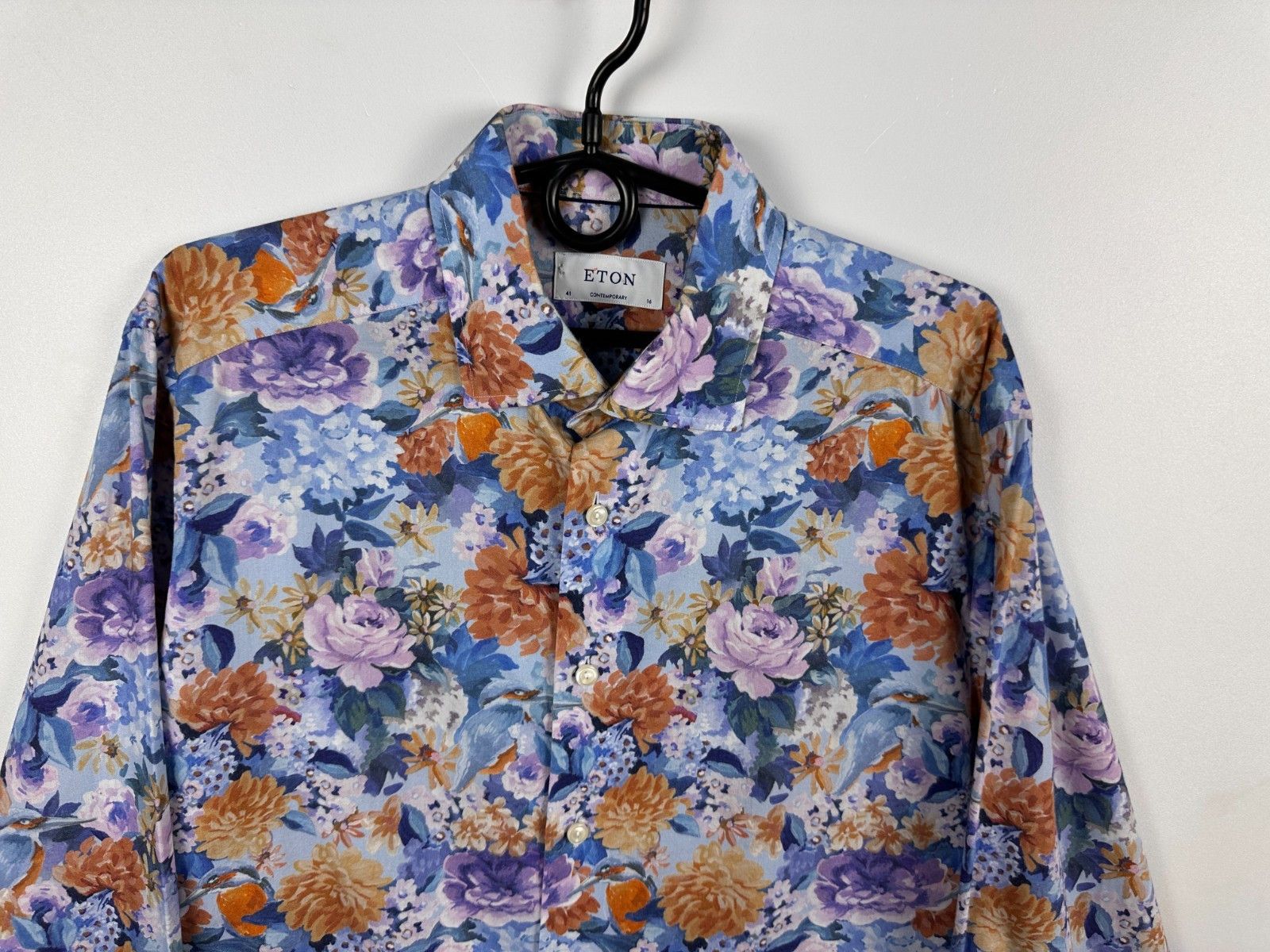 Eton Eton Floral Bird Cotton Tencel Shirt Button Up Size 41\16 Size US L / EU 52-54 / 3 - 2 Thumbnail