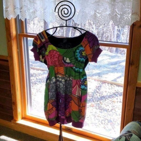 Desigual Desigual Banded Short Slv Pocket Multicolored Graphics Gathe Size S / US 4 / IT 40 - 1 Thumbnail